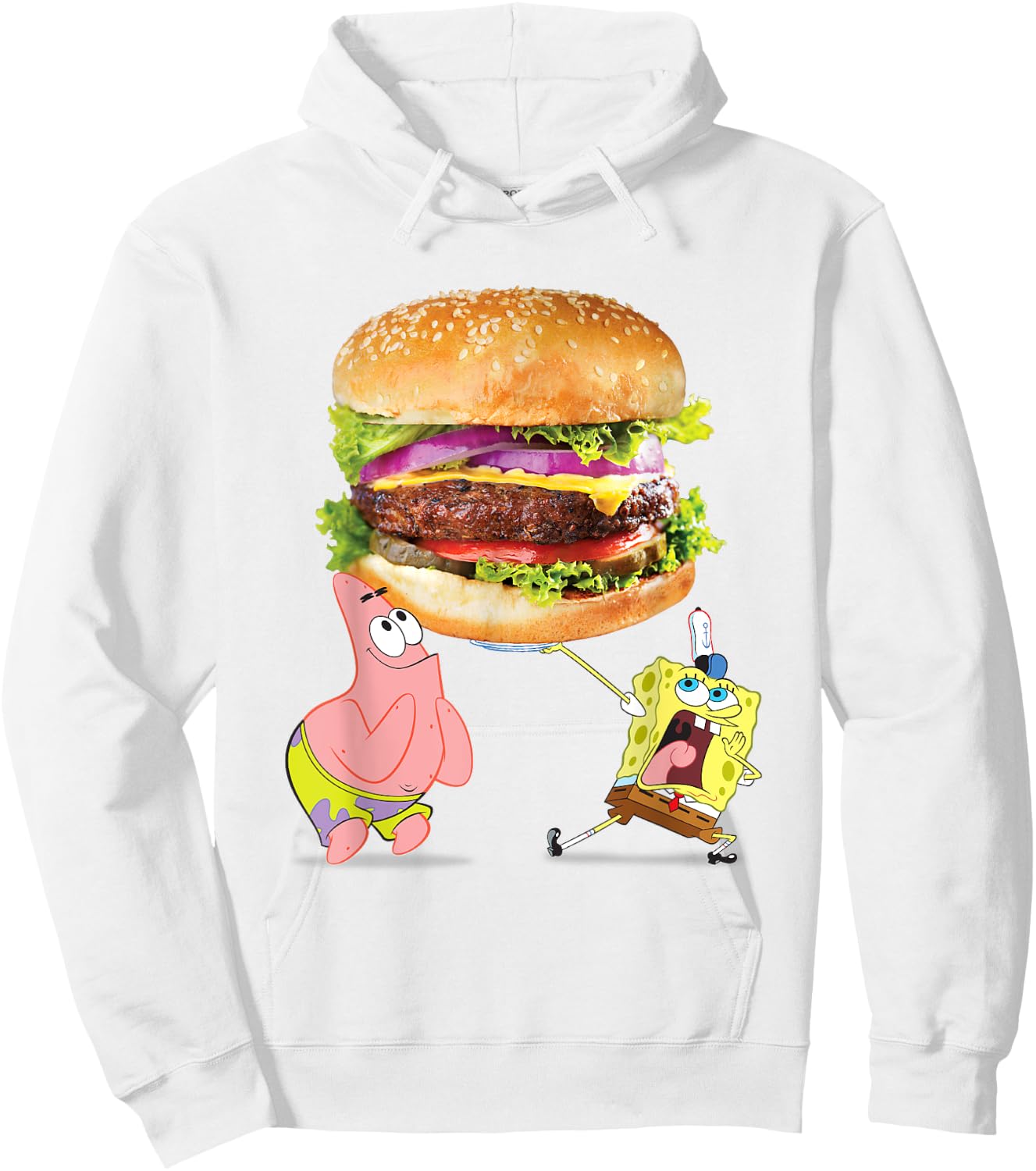 SpongeBob SquarePants & Patrick Star Giant Photo Real Burger Hoodie - Hoodie | White