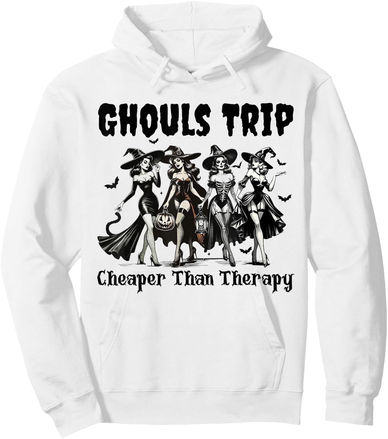 Vintage Ghouls Trip Cheaper Than Witch Therapy Halloween Hoodie - Hoodie | White