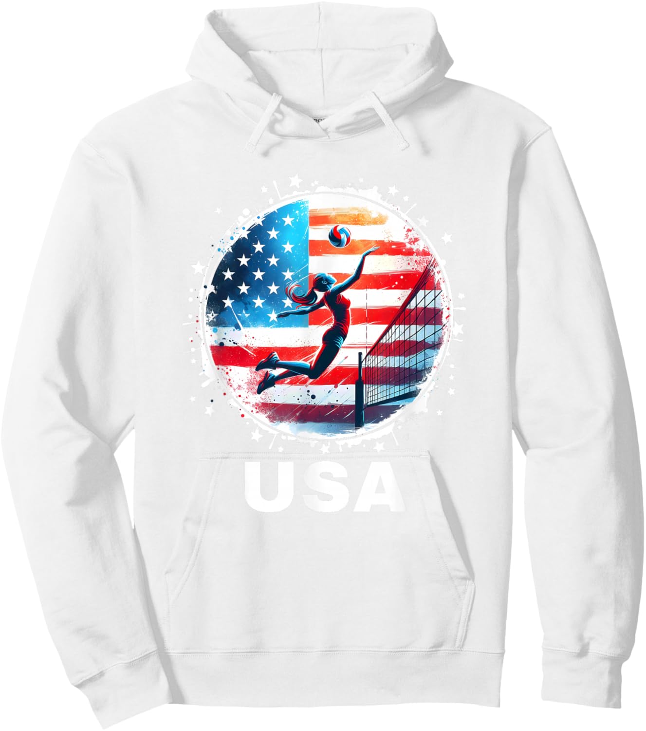 USA Women United States American Flag Volleyball USA Team Hoodie - Hoodie | White