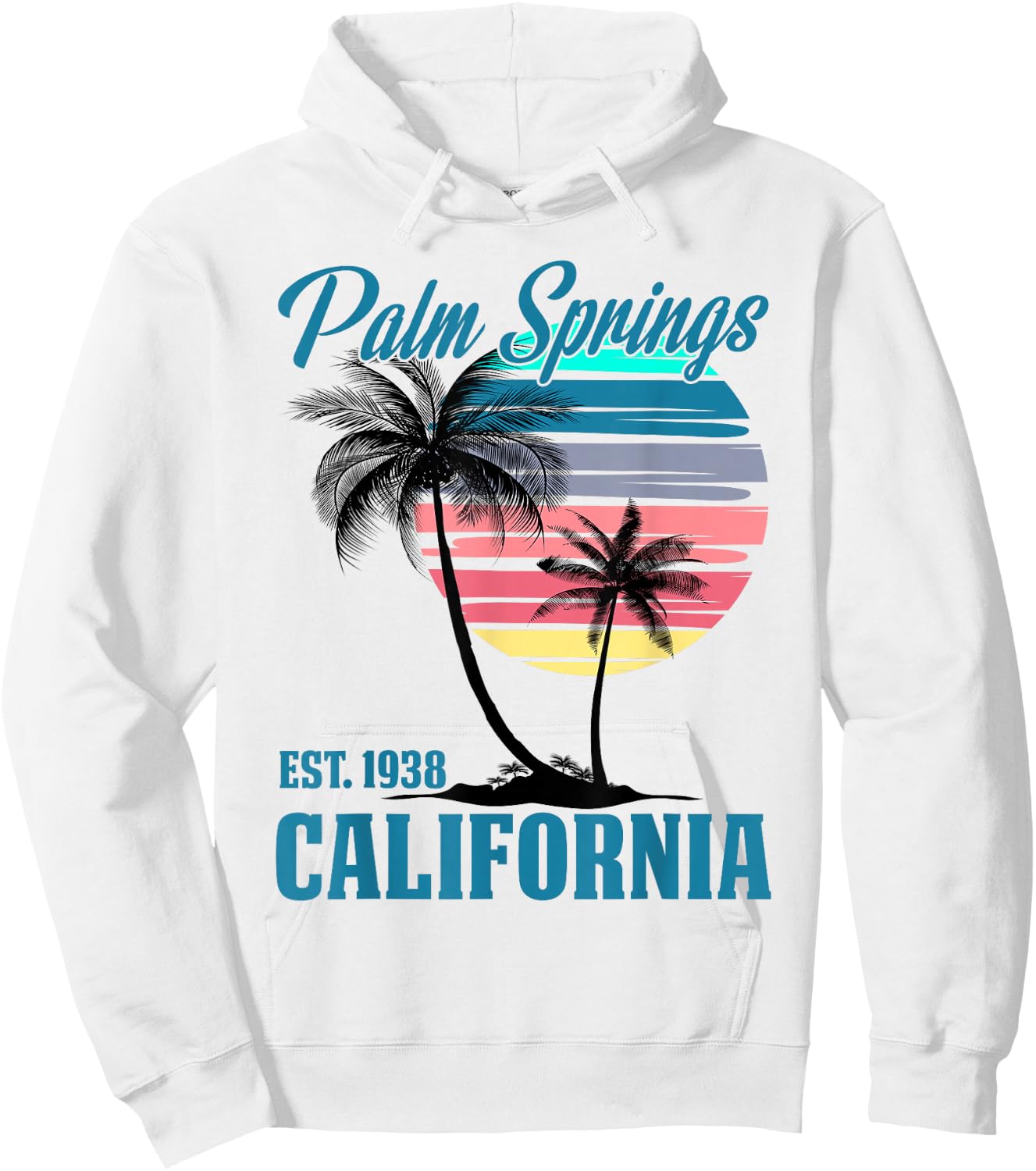 Retro Palm Springs California Beach Vibes Summer Vacation Hoodie - Hoodie | White