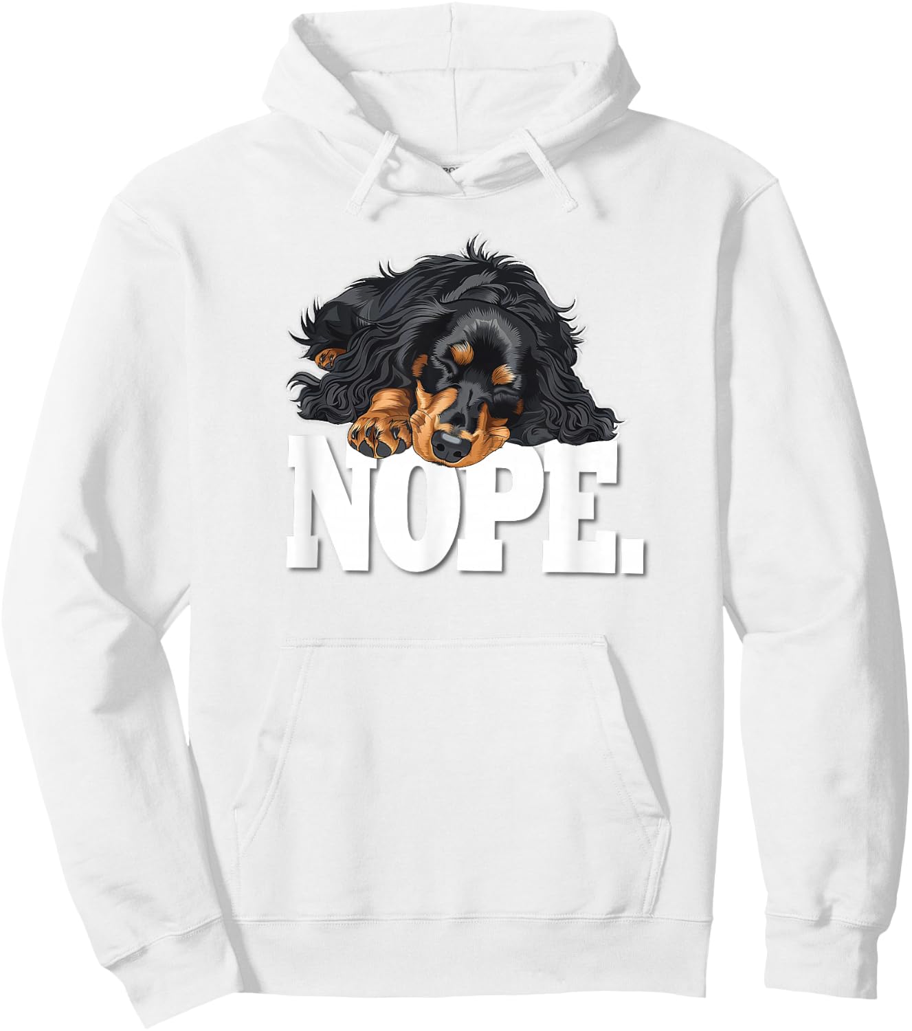 Funny Sleeping NOPE Black Long Haired Dachshund Lover Hoodie - Hoodie | White