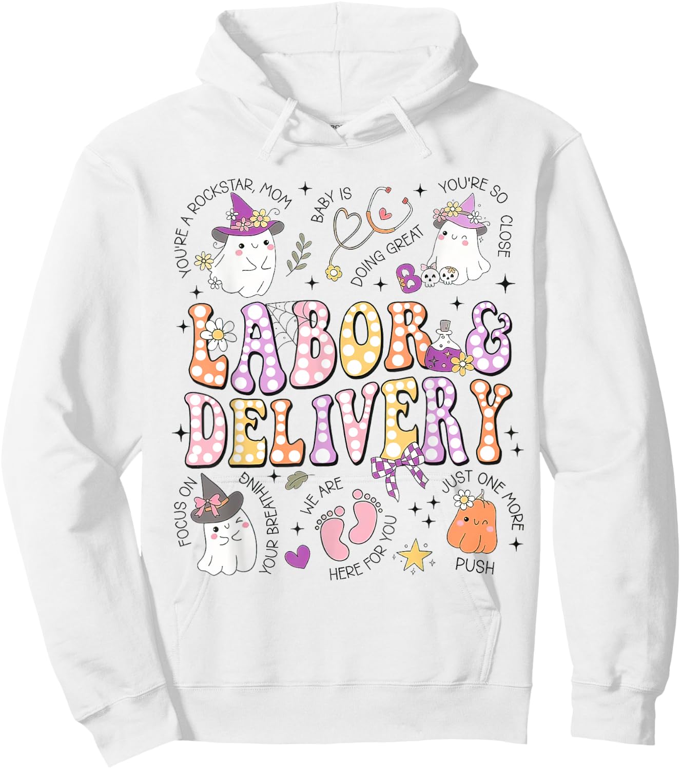 Halloween Labor And Delivery Nurse, Halloween L&D Nurse Hoodie - Hoodie | White