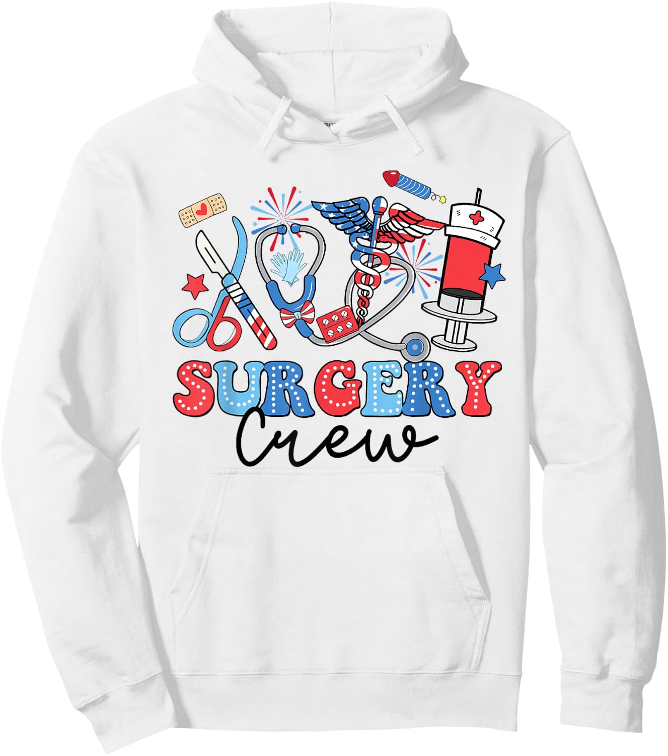 Retro Surgery Crew American Flag Surgical Tech 4th Of July Men Hoodie - Hoodie | White