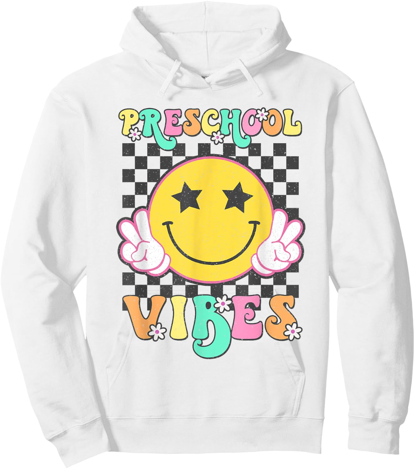 Preschool Vibes Smile Face Back to School Preschool Girl Kid Hoodie - Hoodie | White