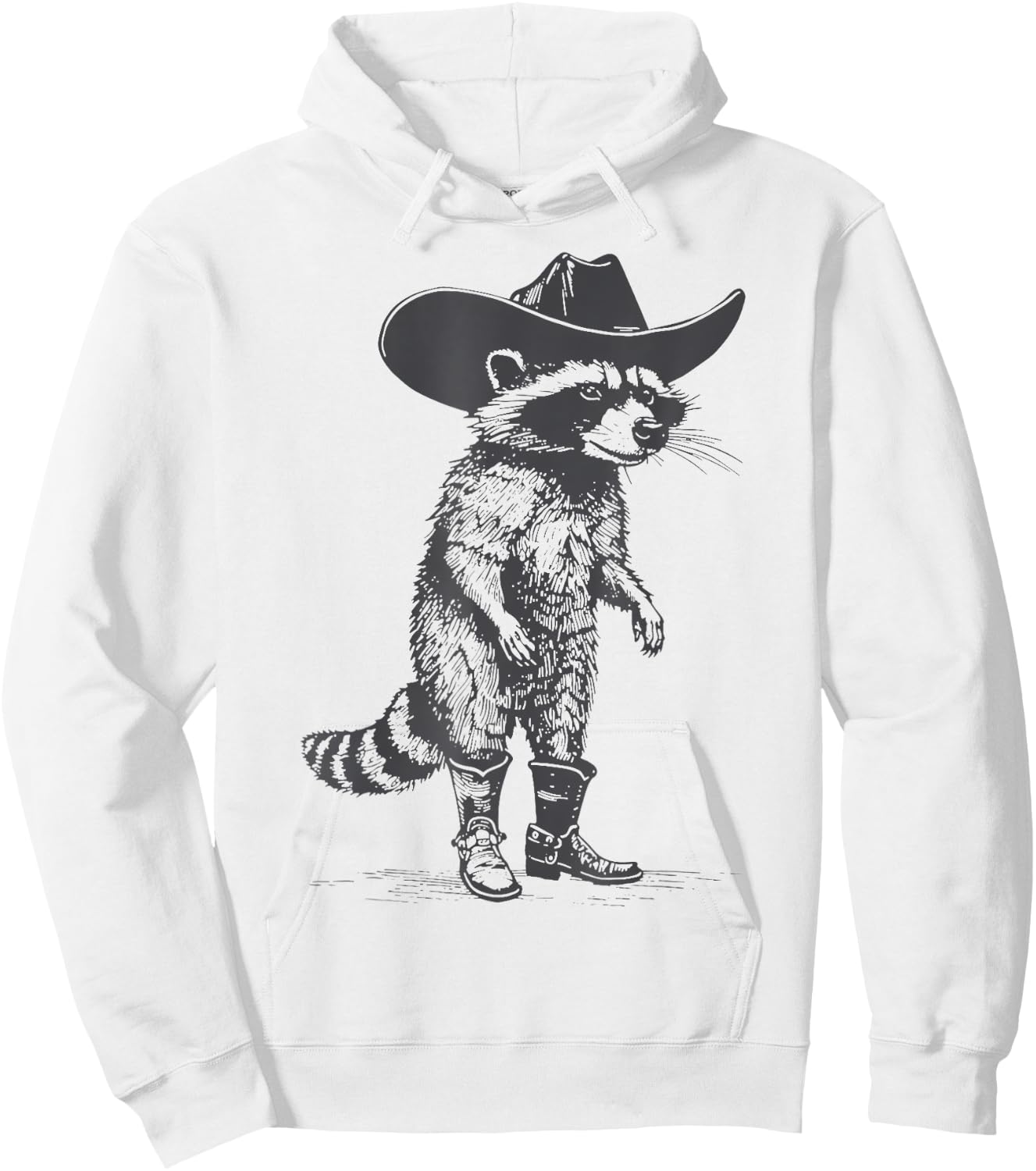 Vintage Western Country Raccoon Cowboy Cowgirl Trash Panda Hoodie - Hoodie | White