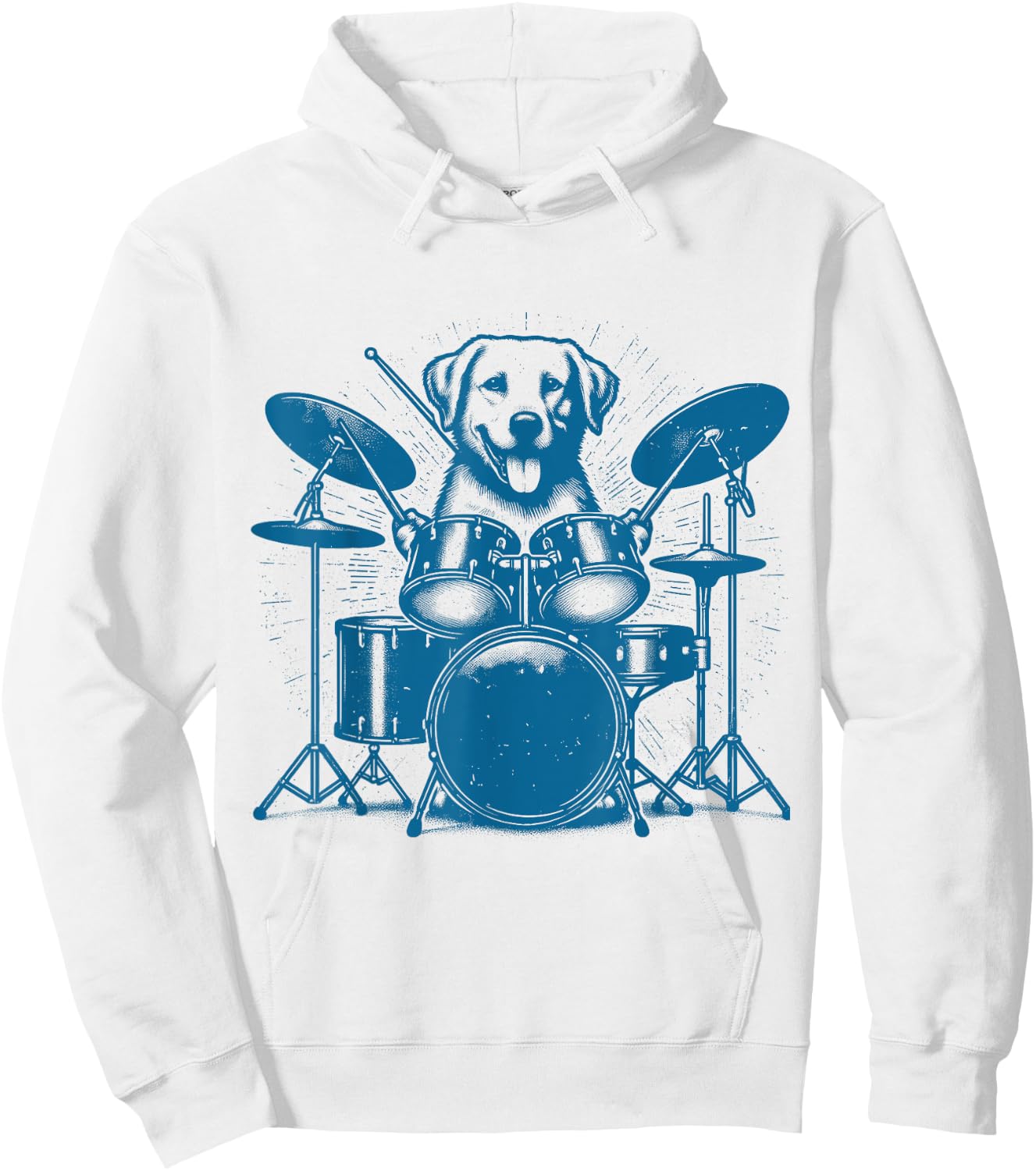 Drummer Dog Playing Drums Vintage Art Dog On Drums Women Hoodie - Hoodie | White