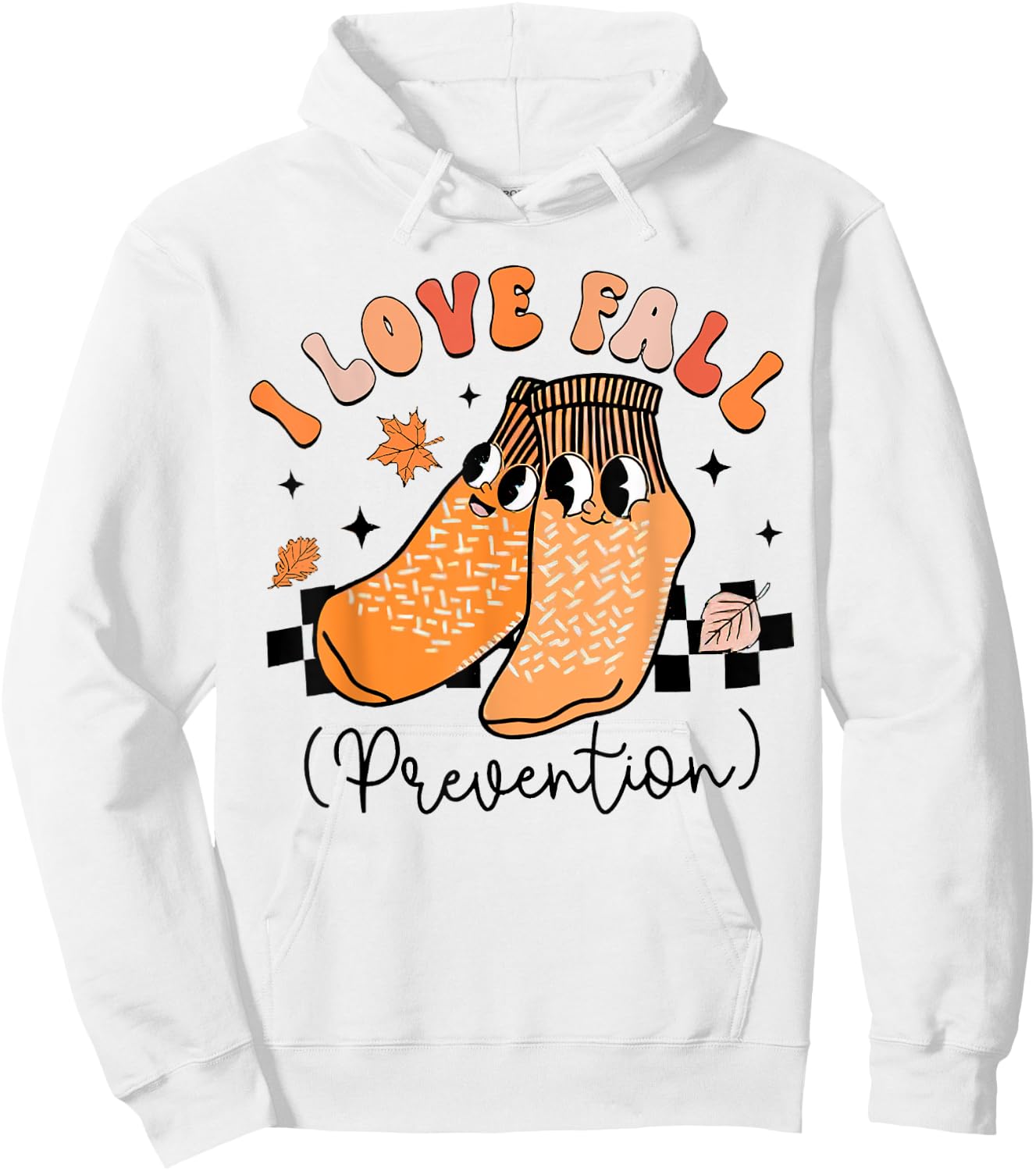 Groovy Retro I Love Fall Prevention, Fall Physical Therapy Hoodie - Hoodie | White