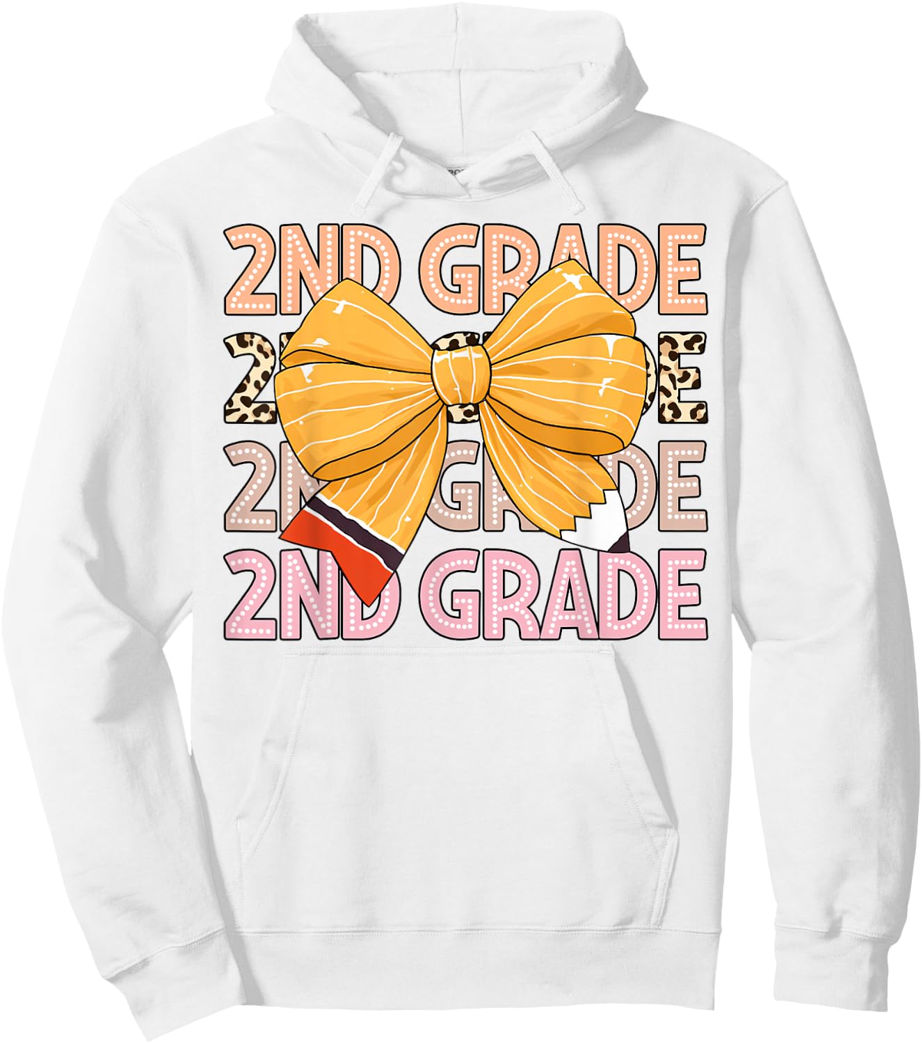 2nd Grade Teacher Pencil Coquette Bow Back To School Women Girls Kids Hoodie - Hoodie | White