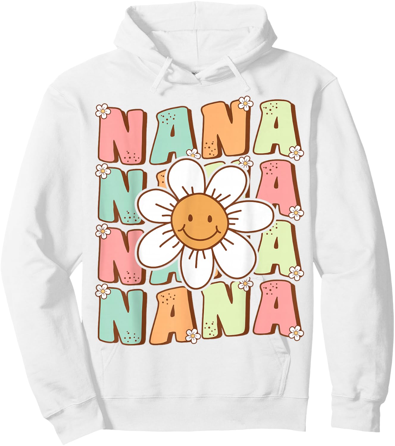 Cute Groovy Nana 70s Family Birthday Party Daisy Flower Hoodie - Hoodie | White