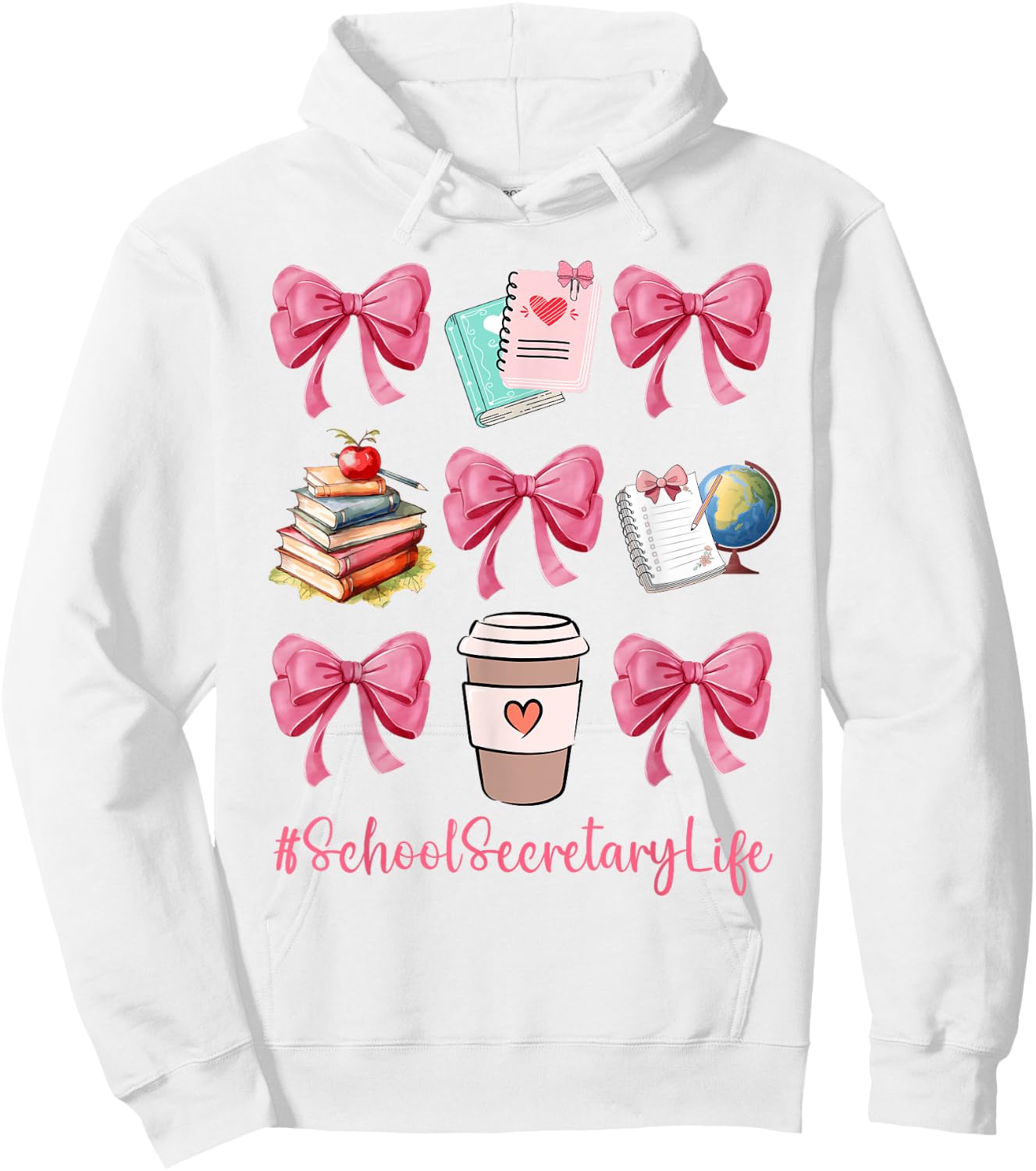 Cute Coquette Bows School Secretary Life Back To School Gift Hoodie - Hoodie | White