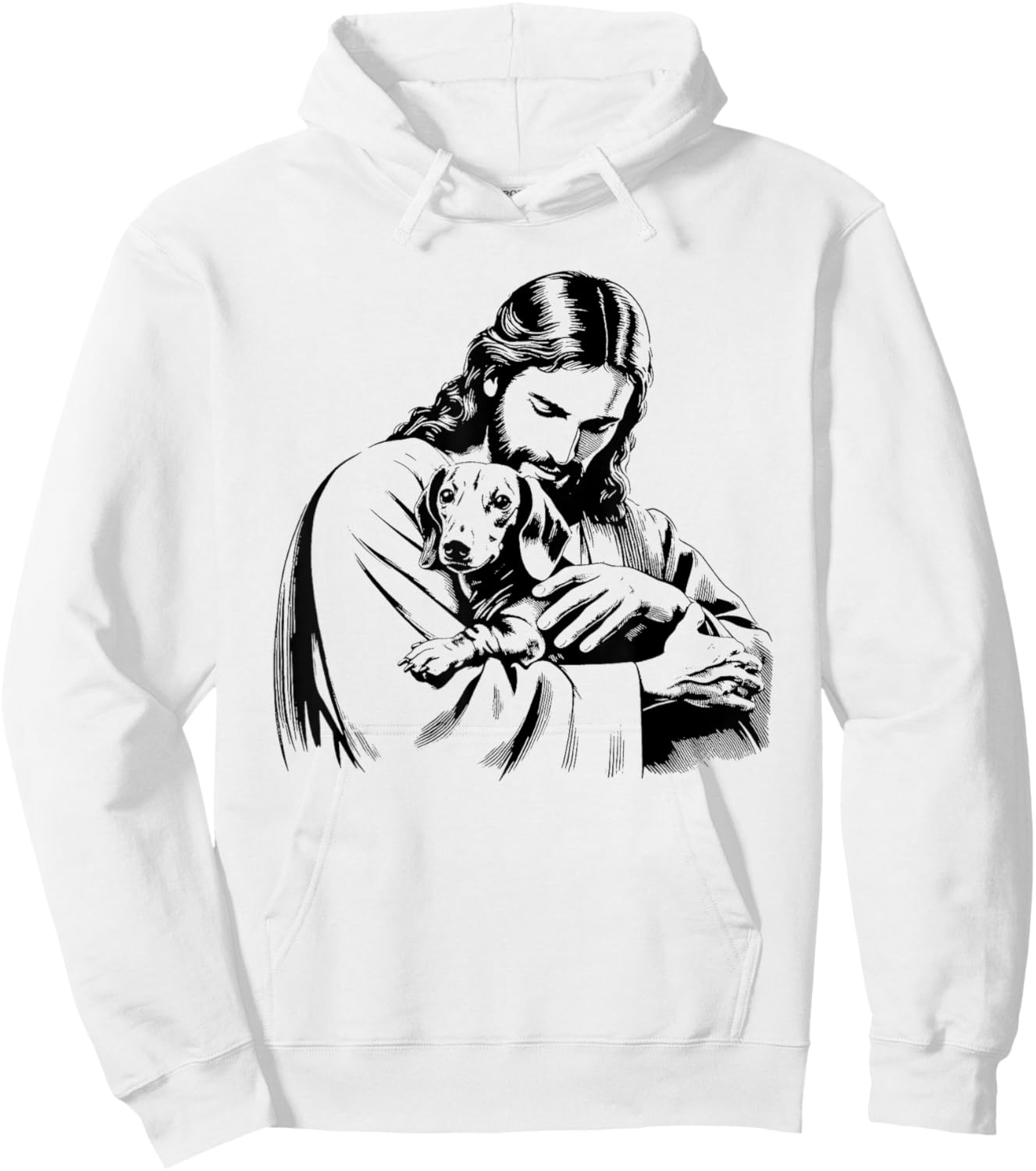 Jesus Dachshund Dog - Funny Christian Religious Dog Lover Hoodie - Hoodie | White