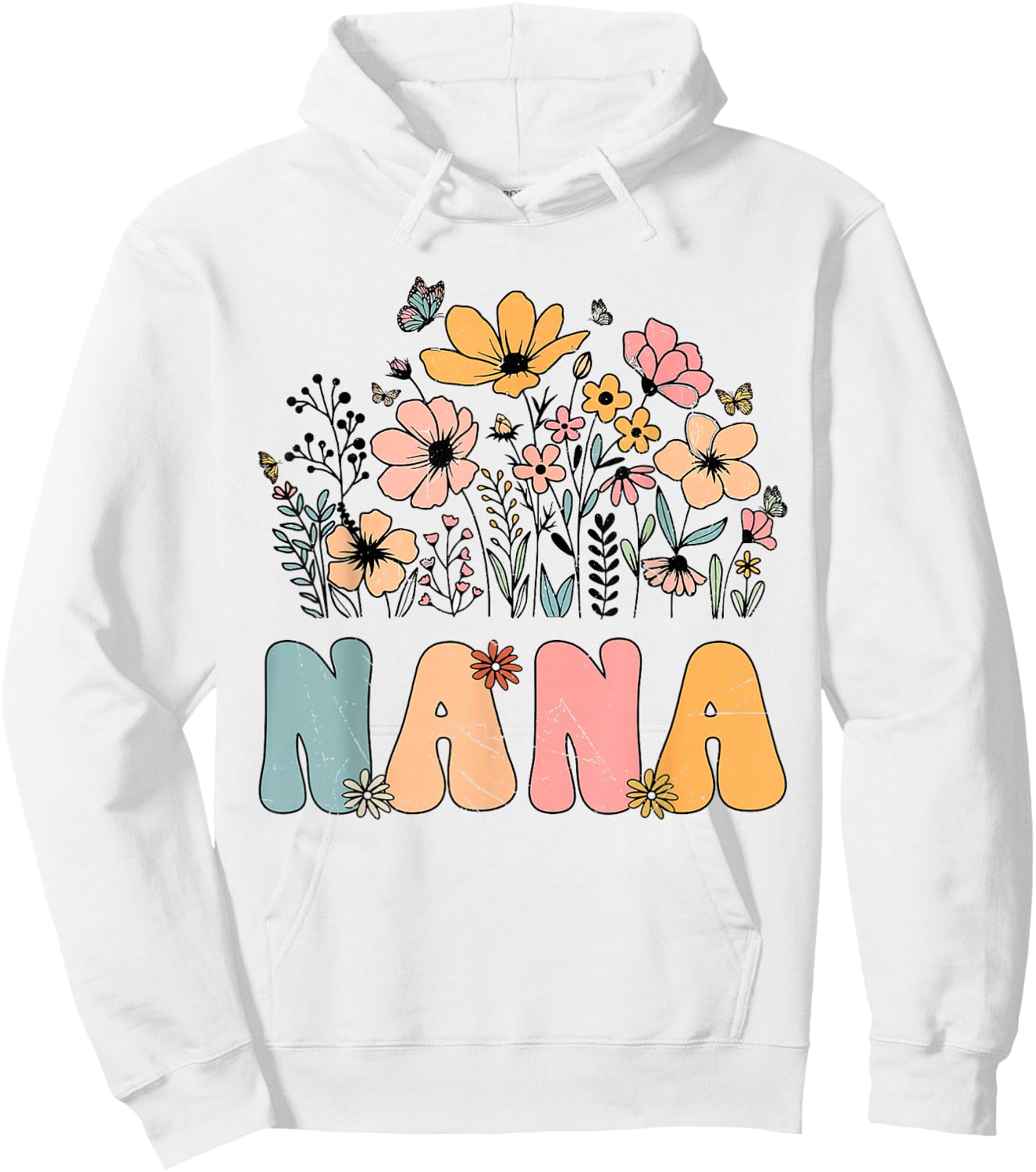 Wildflower Nana Life Grandma Grandmother Announcement Hoodie - Hoodie | White