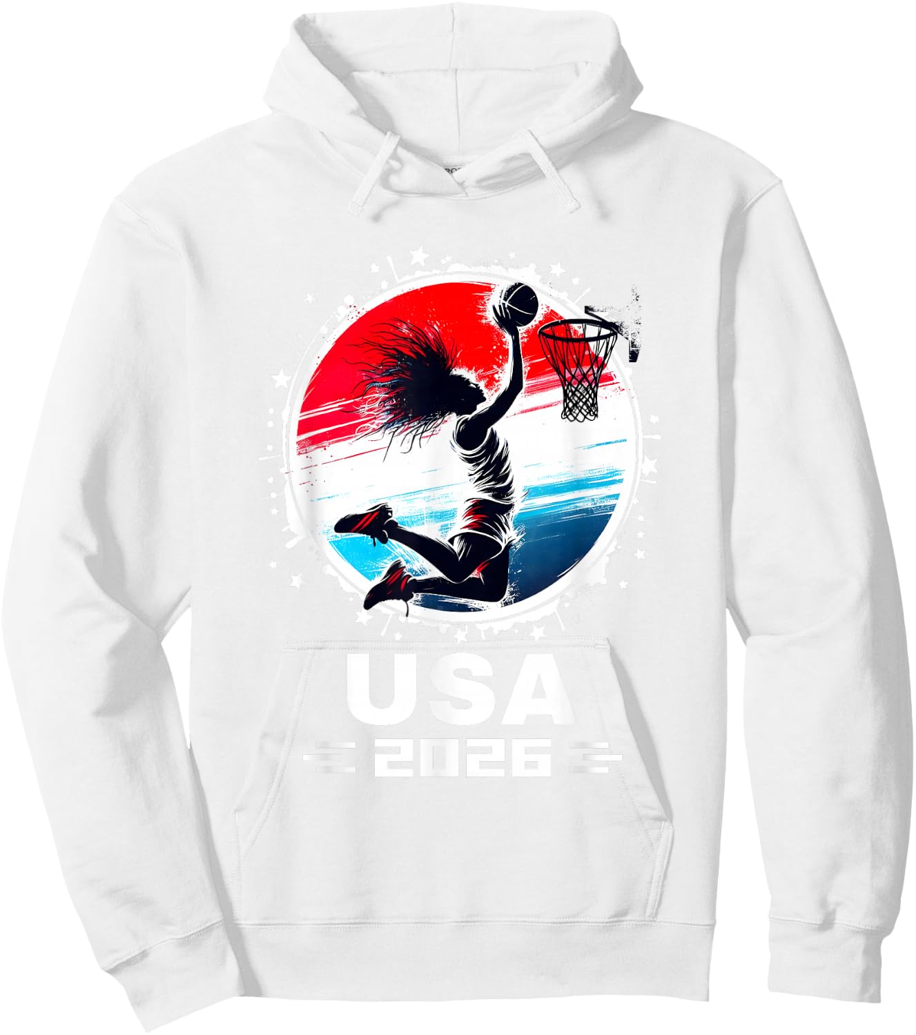 Basketball 2026 Women Basketball USA Flag 2026 Hoodie - Hoodie | White
