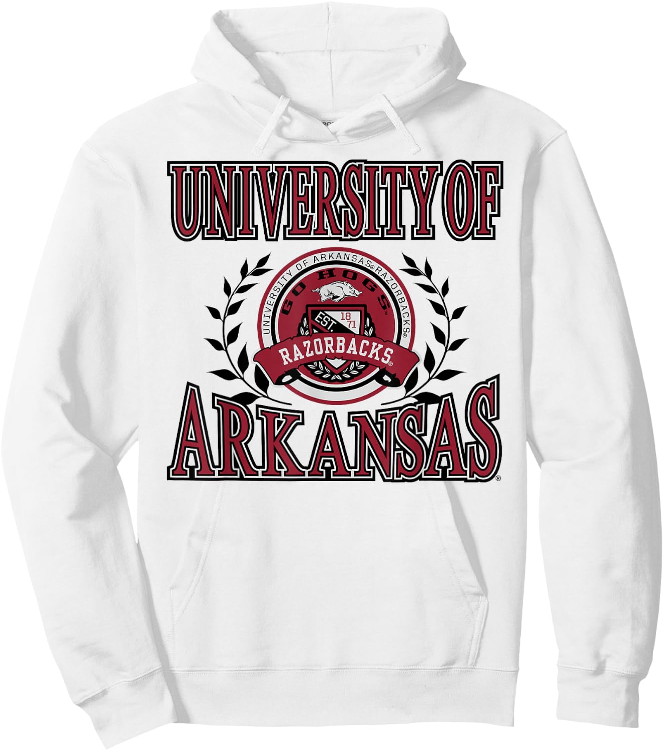 Arkansas Razorbacks Laurels Officially Licensed Hoodie - Hoodie | White