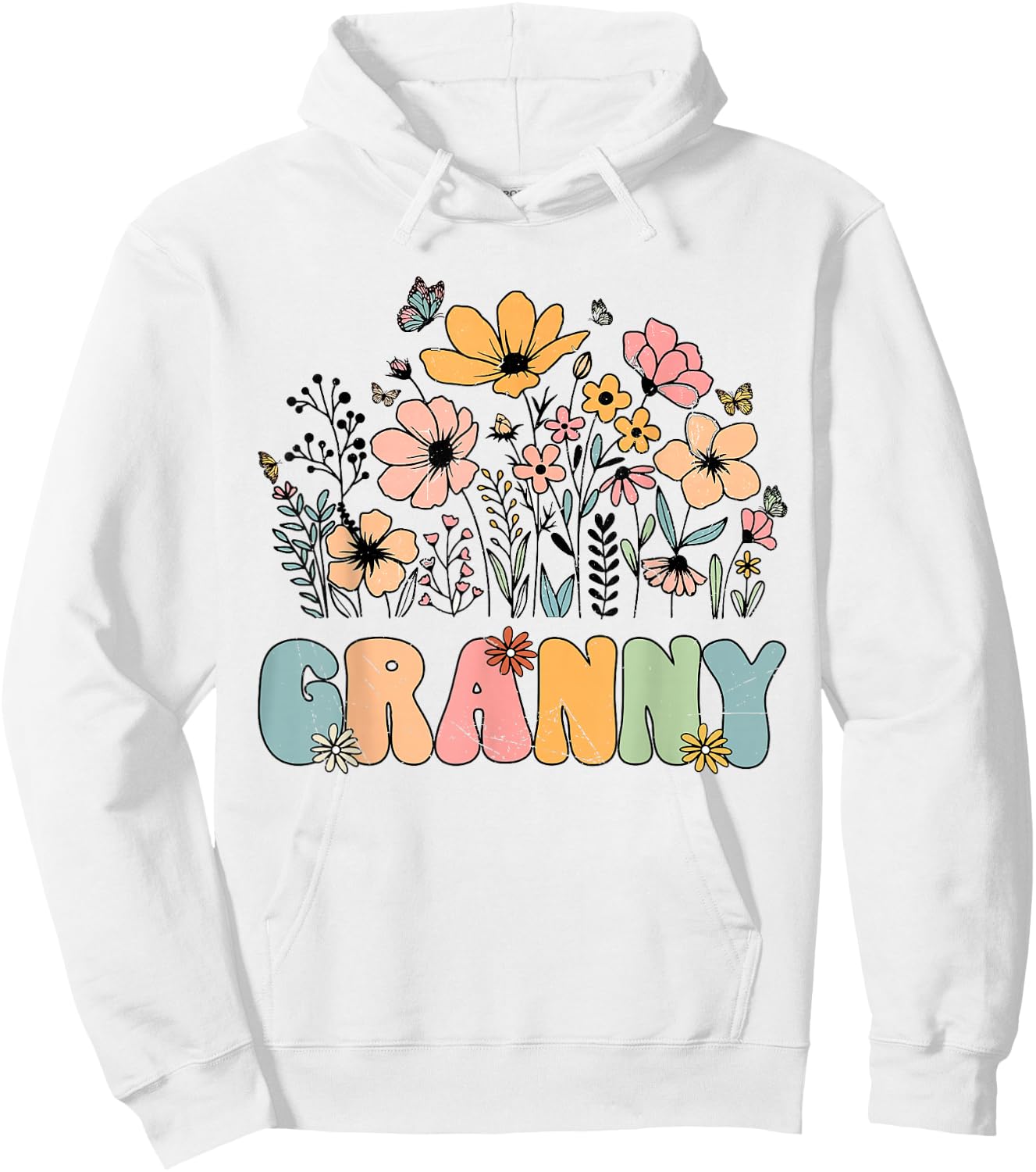Wildflower Granny shirt for Grandma Grandmother Announcement Hoodie - Hoodie | White