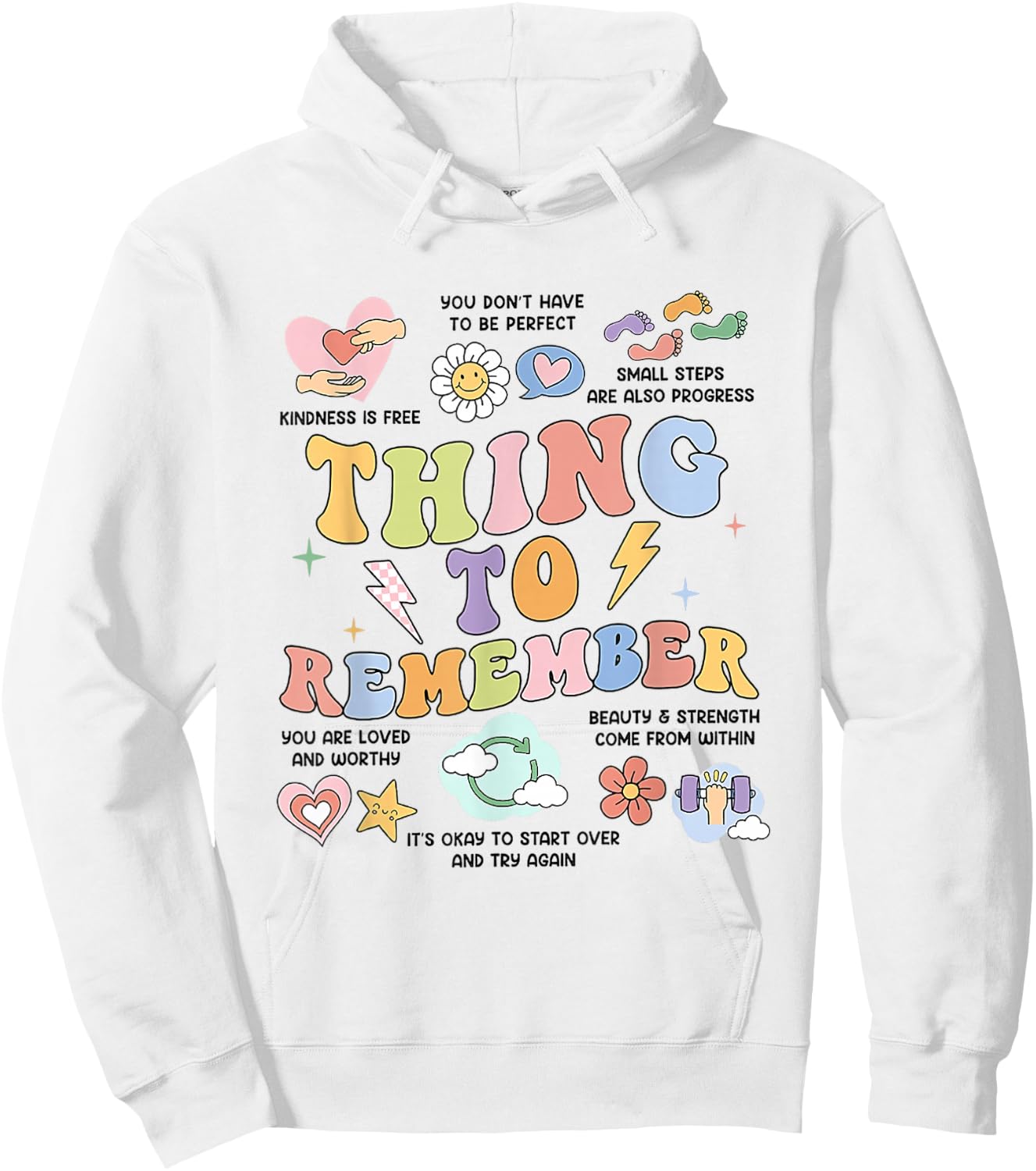 Mental Health Things to Remember CBT DBT Therapy Counseling Hoodie - Hoodie | White
