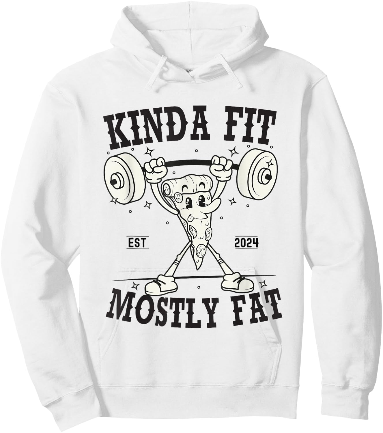 Kinda Fit Mostly Fat funny Exercise Gym Fitness Workout Hoodie - Hoodie | White
