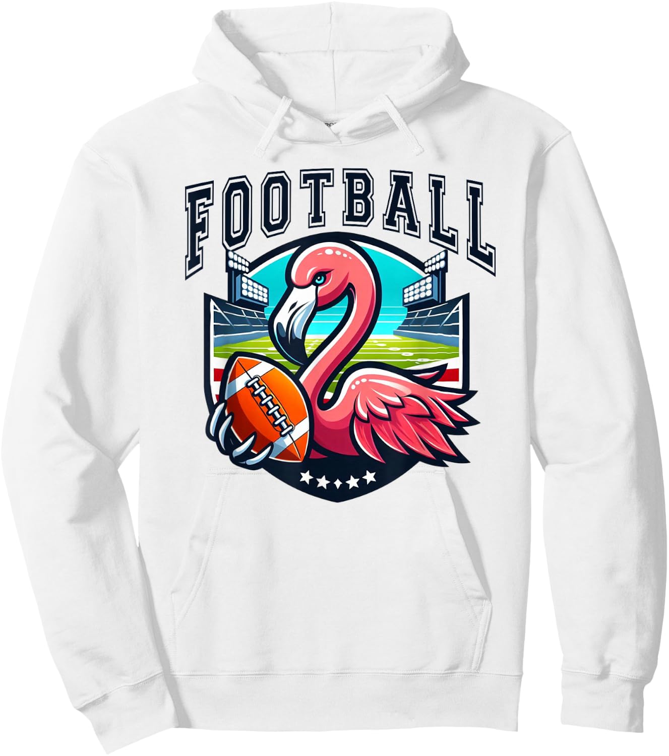 Football Pink Flamingo Playing Hoodie - Hoodie | White