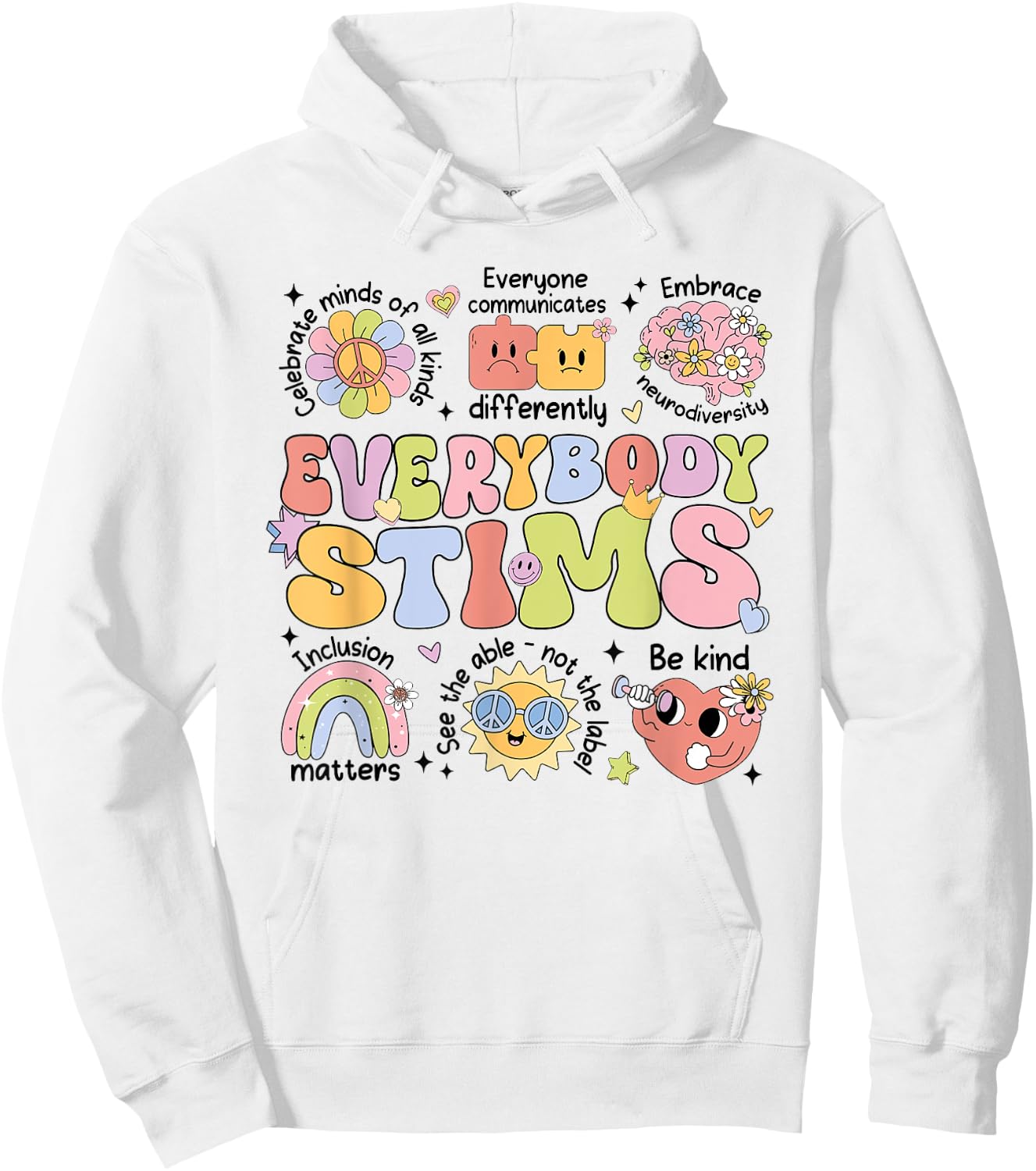 Everybody Stims Speech Therapy Behavior Analyst Aba Rbt Hoodie - Hoodie | White