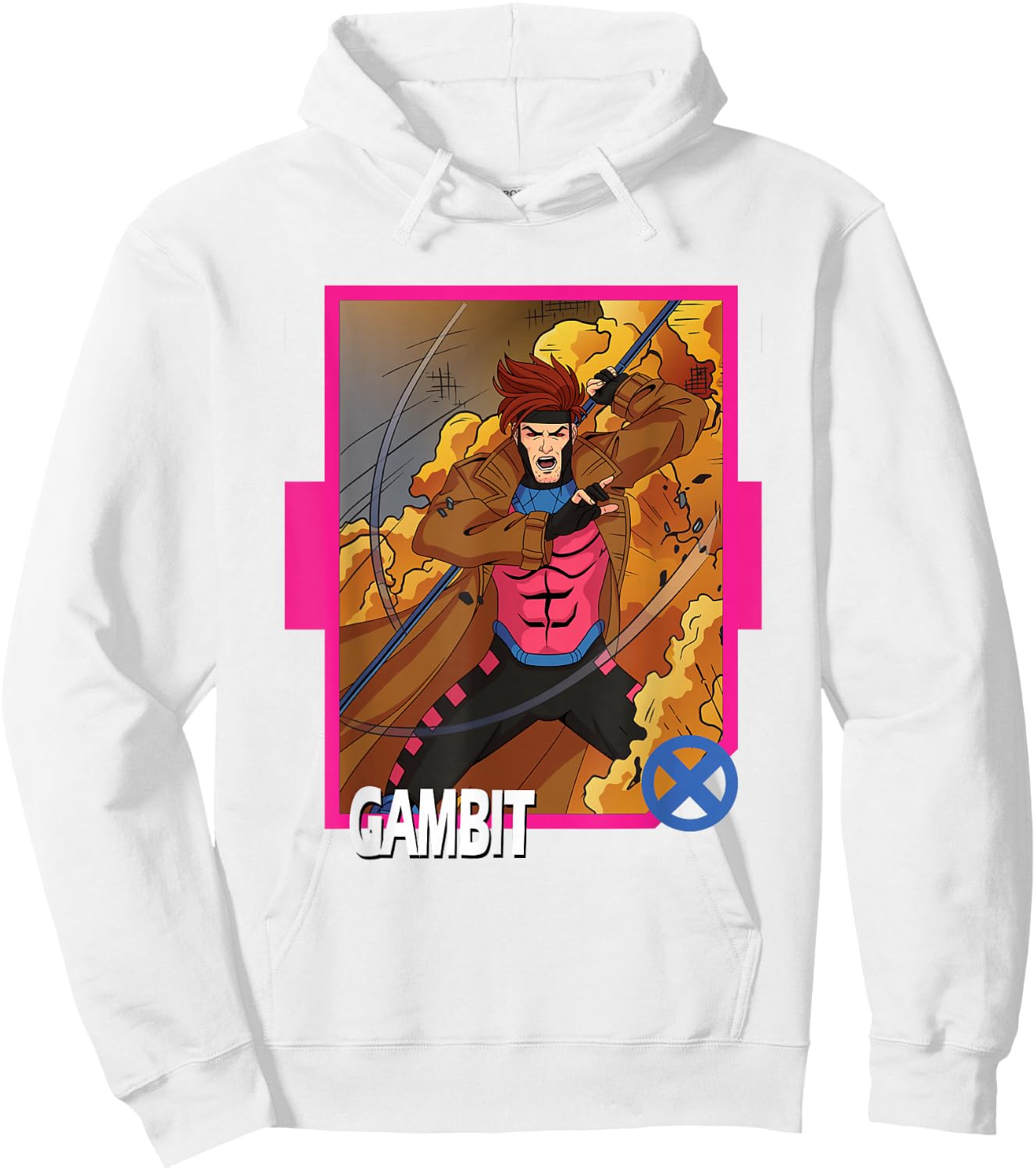 Marvel X-Men '97 Classic Gambit Vintage Super Hero Card Hoodie - Hoodie | White