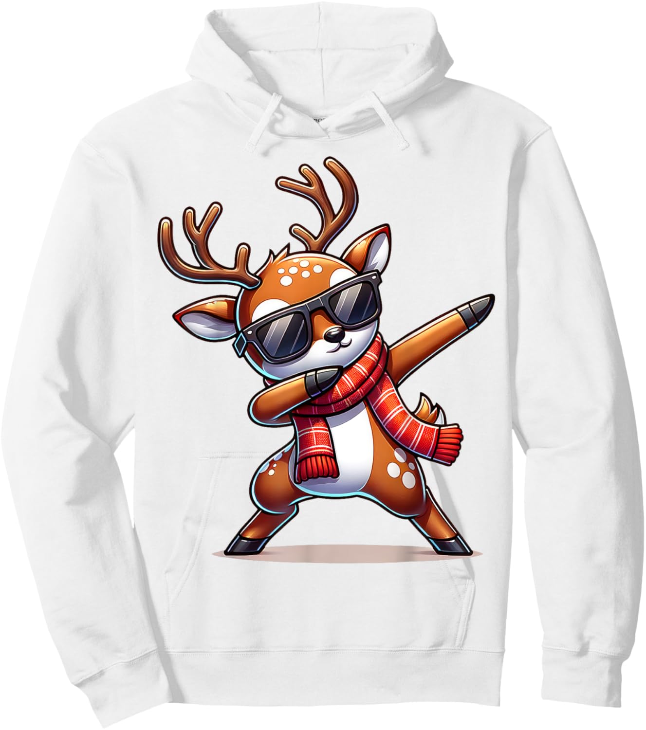 Christmas Reindeer Boys Dabbing Reindeer Santa Xmas Funny Hoodie - Hoodie | White