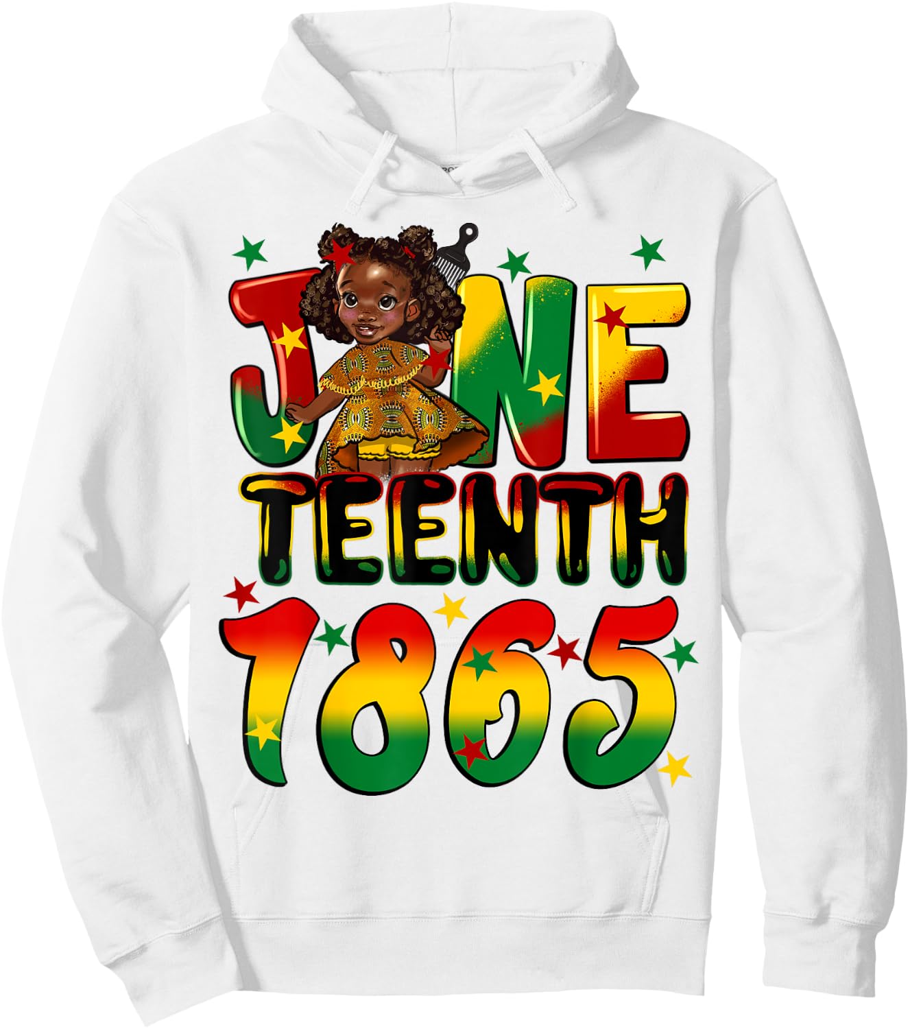 African American Melanin Black Girls Kids Juneteenth 1865 Hoodie - Hoodie | White