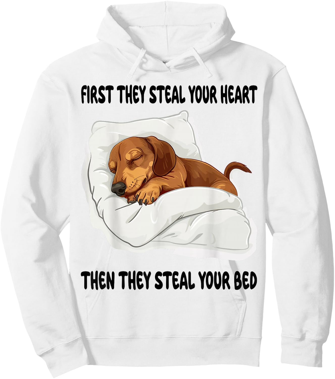 Dachshund Wiener Doxie Sleeping Pajamas Nightgown Hoodie - Hoodie | White