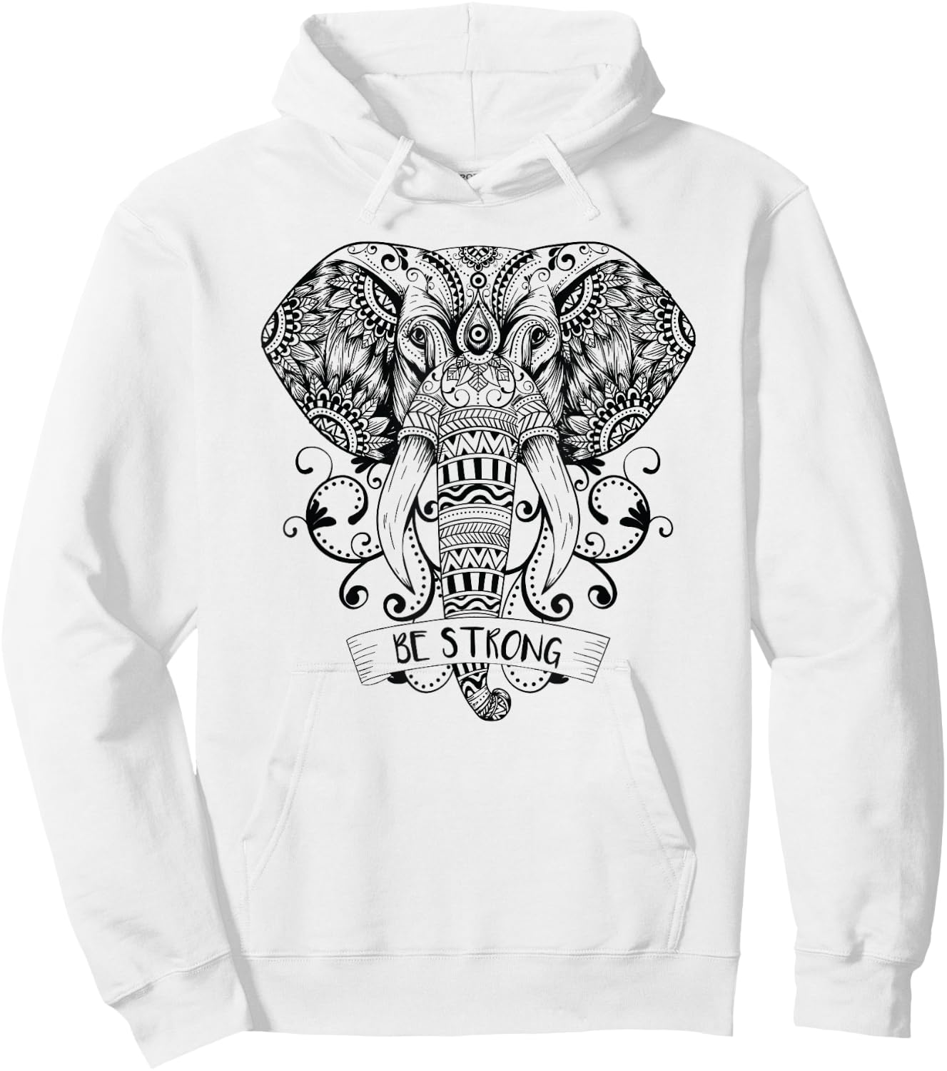 Elephant Yoga Elephant Mandala Ganesha Chakra Tribal Hoodie - Hoodie | White