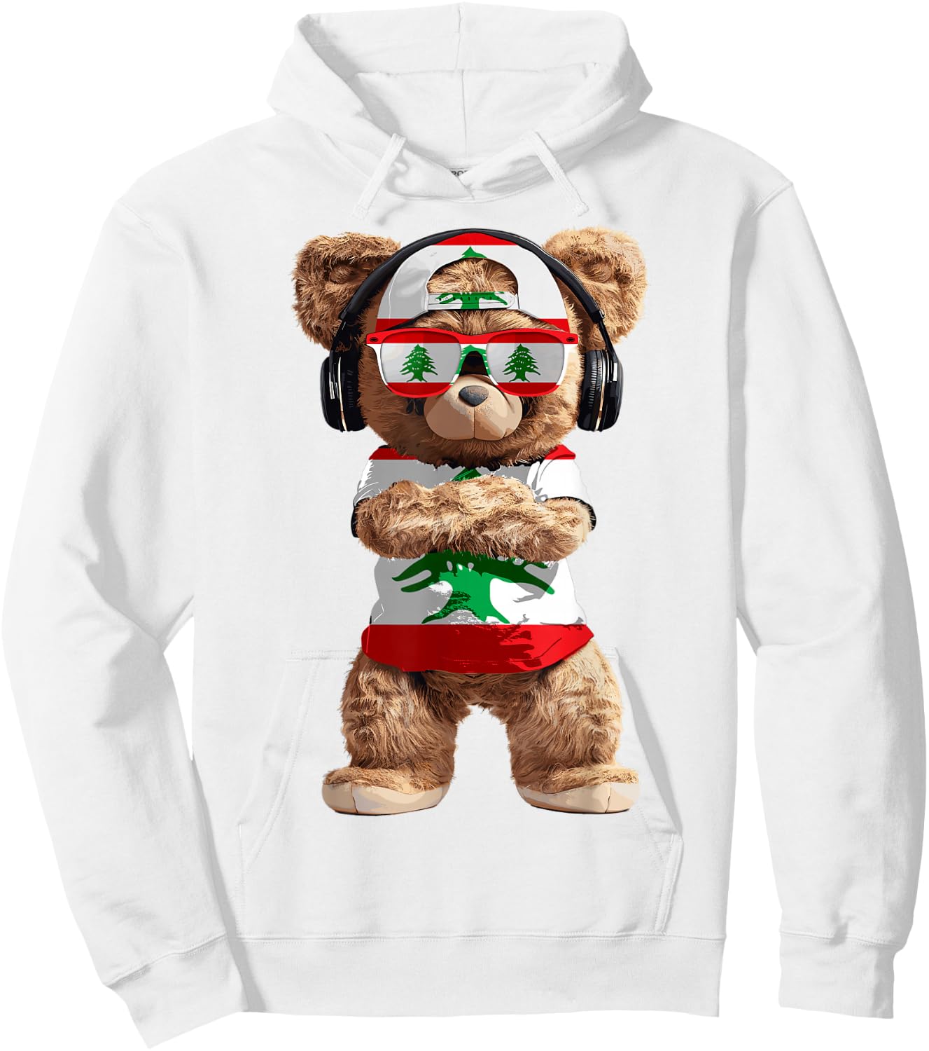 Lebanon Flag Souvenirs Bear Outfit Products Lebanese Hoodie - Hoodie | White