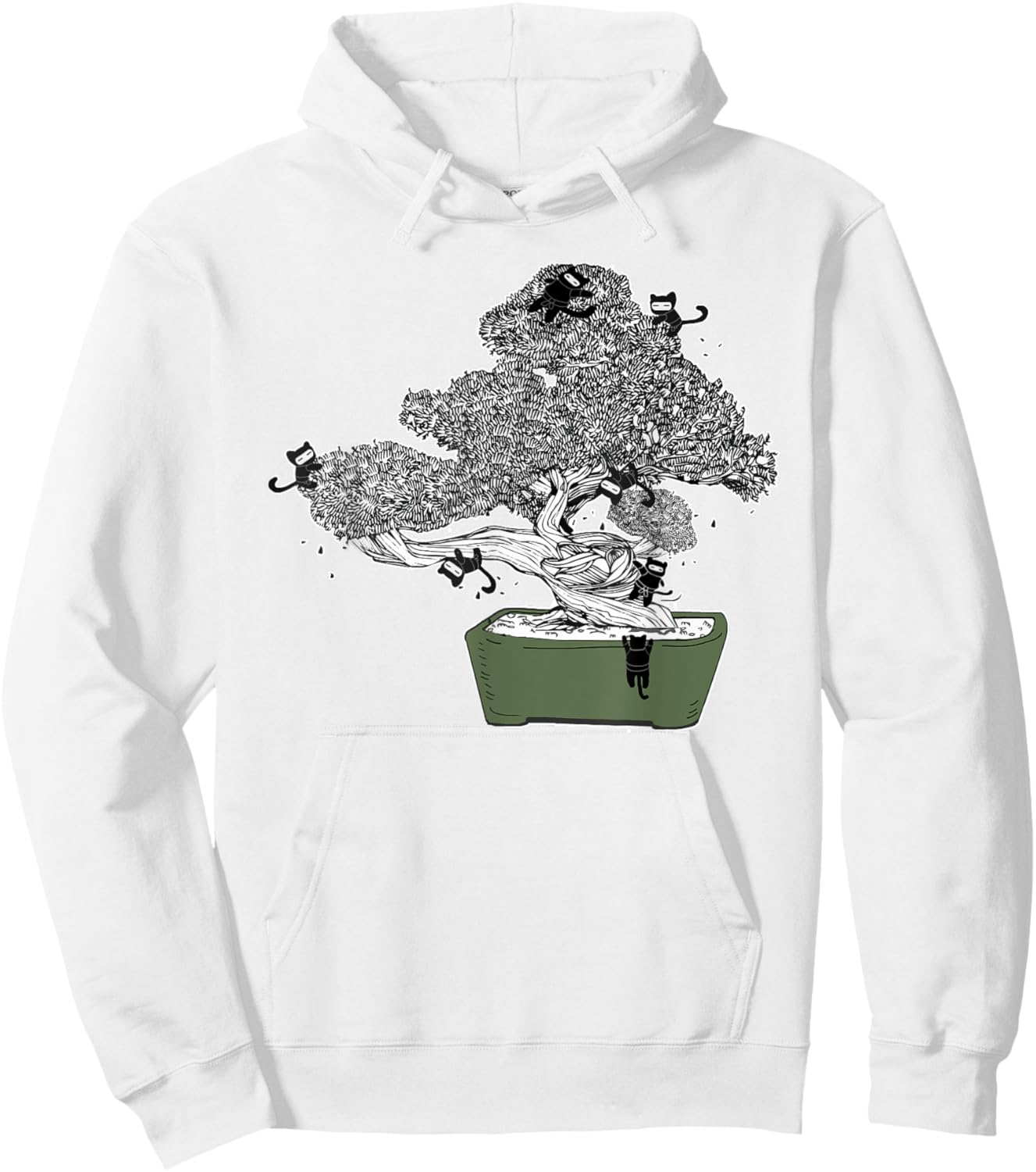 Ninja Kitty Cats Bonsai Tree Japanese Buddhist Zen Shirt Hoodie - Hoodie | White