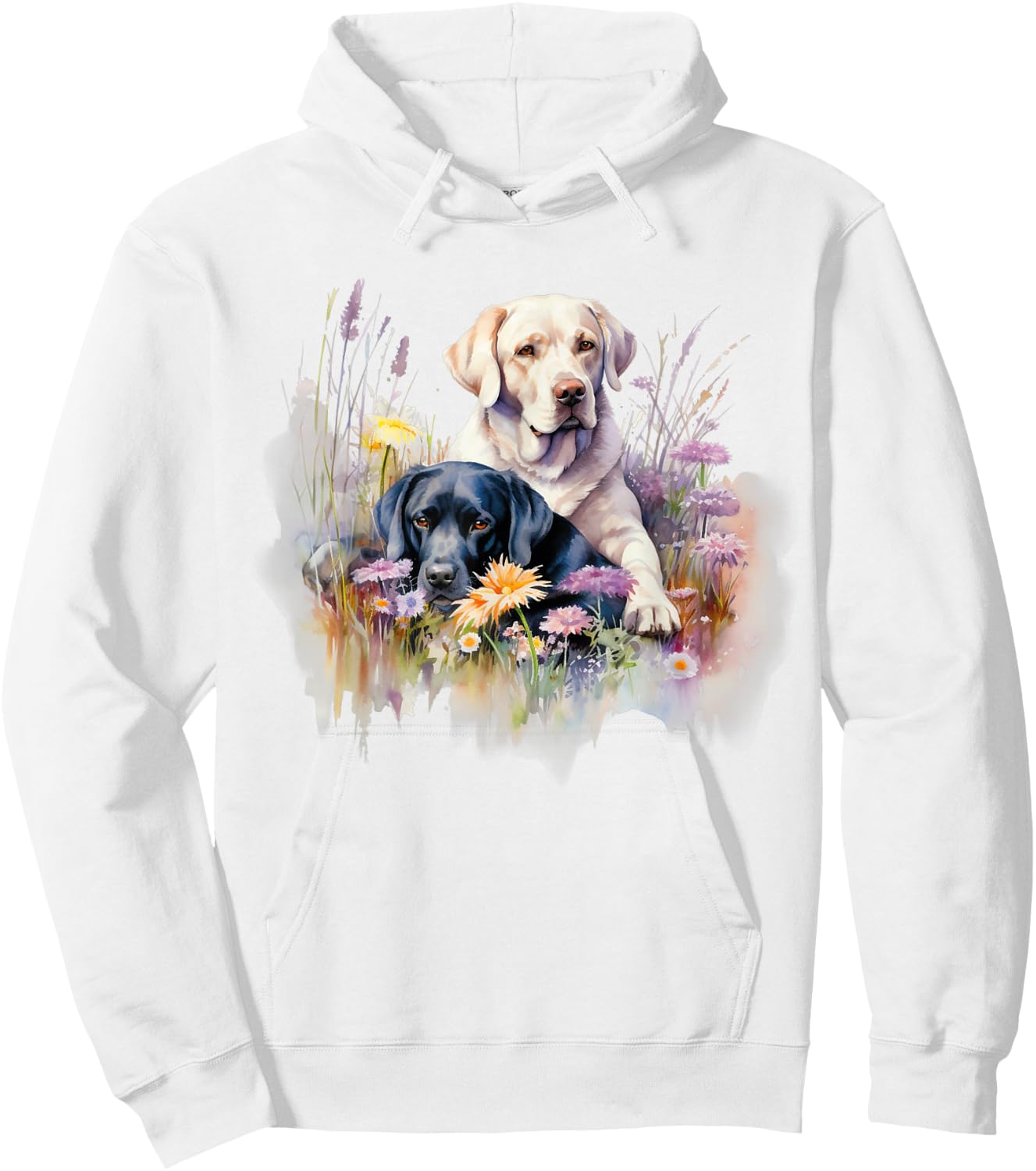 Floral Wildflower Dog Labrador Retriever Hoodie - Hoodie | White