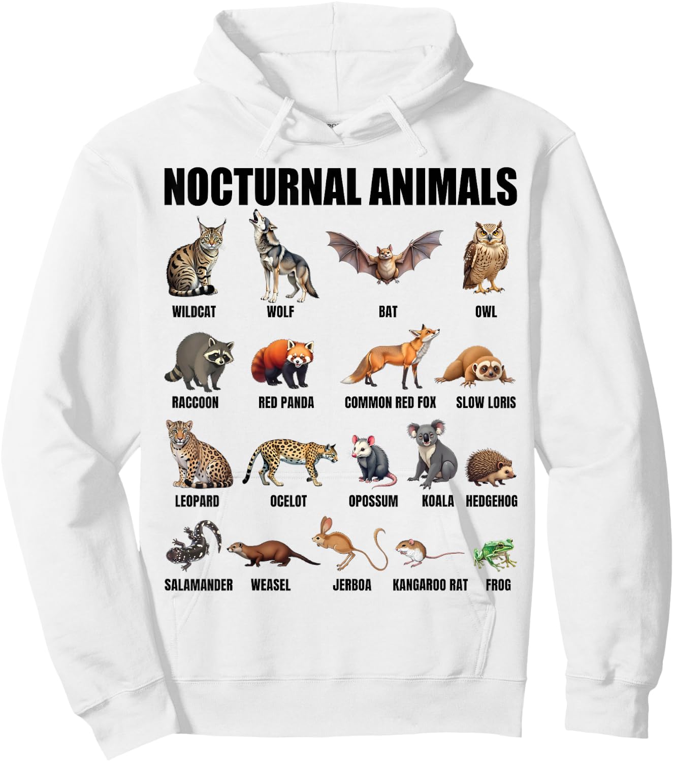 Nocturnal Animals Educational Wildlife Science Nature Lover Hoodie - Hoodie | White