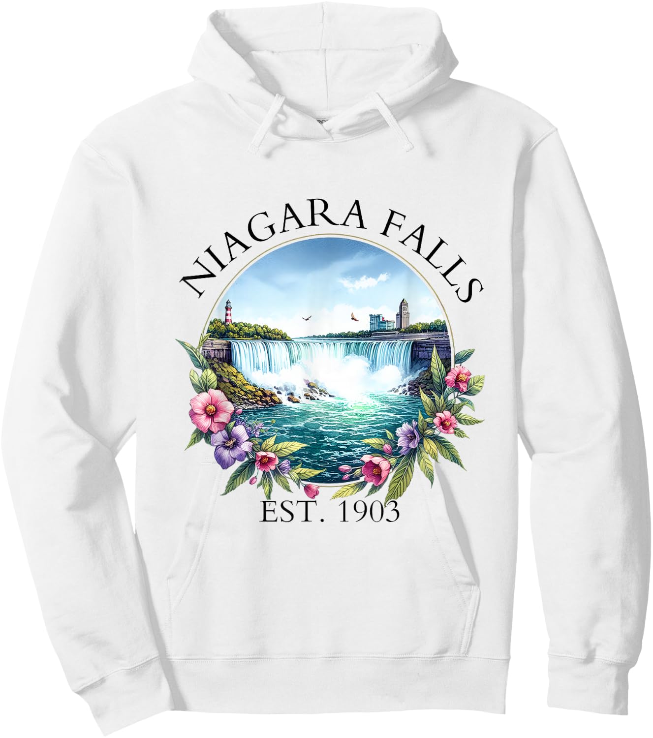 Retro Floral Niagara Falls Trip Outdoor Family Vacation Hoodie - Hoodie | White