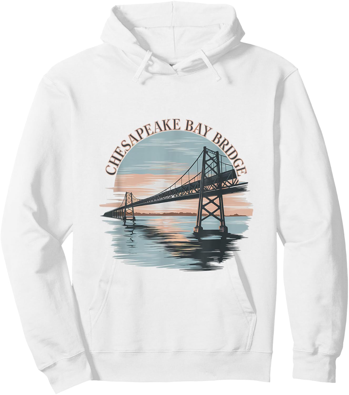 Vintage Chesapeake Bay Bridge Sunrise Memento Maryland Icon Hoodie - Hoodie | White