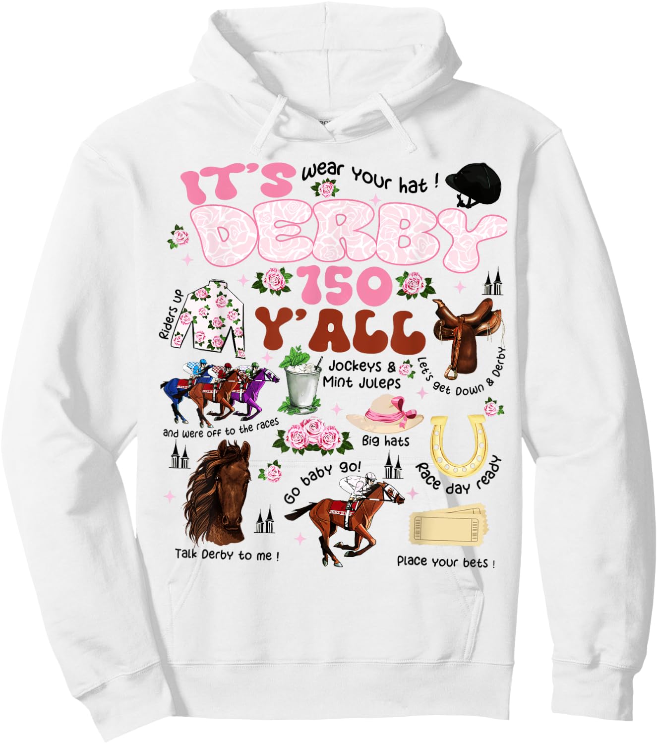It's Derby 150 Y'All KY Derby Day Men Women Vintage Hoodie - Hoodie | White