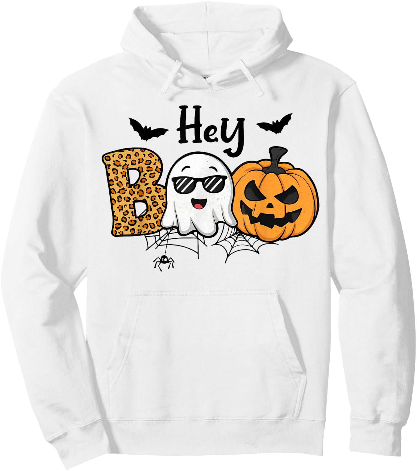 Halloween Hey Boo Ghost Pumpkin Costume Women Girls Kids Hoodie - Hoodie | White