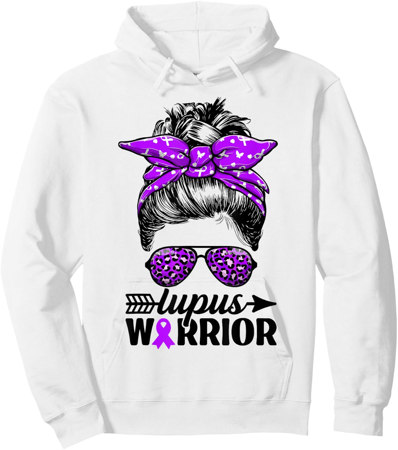 Lupus Warrior Messy Bun Women - Wear Purple Lupus Awareness Hoodie - Hoodie | White