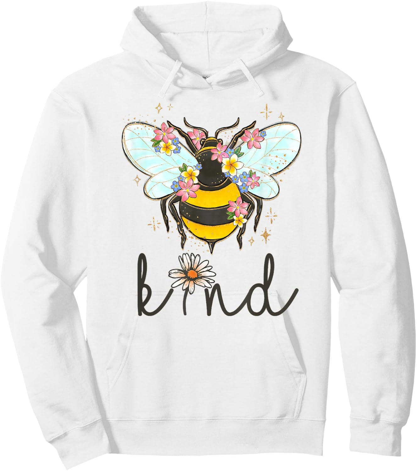 Cool Bee Kind Shirt Flower Funny Bumble Bee Women Girls Hoodie - Hoodie | White