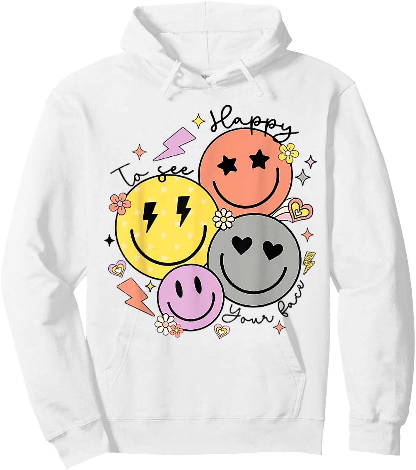 Groovy Happy To See Your Face Teacher First Day Of School Women Kids Hoodie - Hoodie | White