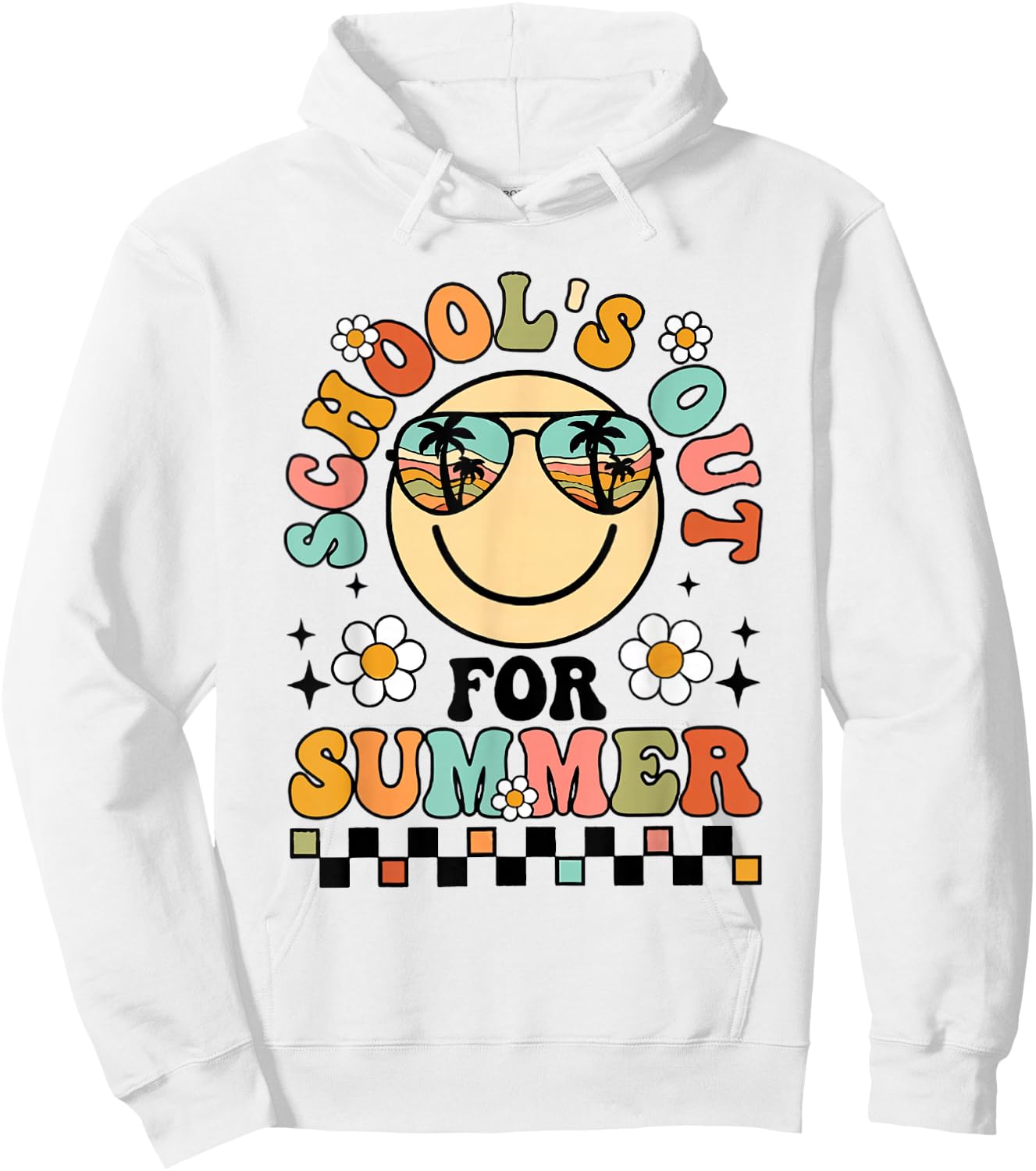 Retro Schools Out For Summer Kindergarten Grad Toddler Kids Hoodie - Hoodie | White