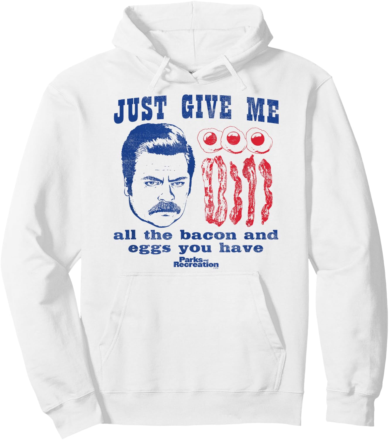 Parks and Recreation Ron Swanson All The Bacon and Eggs Hoodie - Hoodie | White