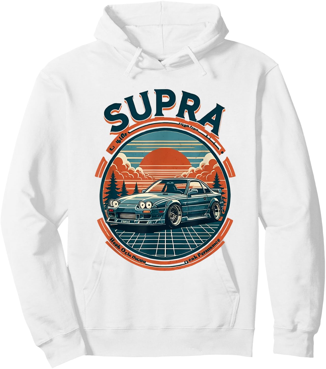 Retro 90s Supra Street Racing Drift Car Hoodie - Hoodie | White