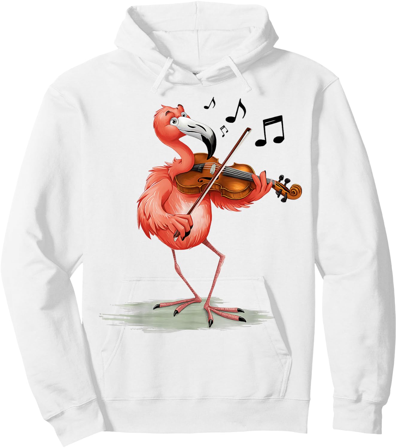 Funny Musician Violinist Cute Flamingo Playing Violin Hoodie - Hoodie | White
