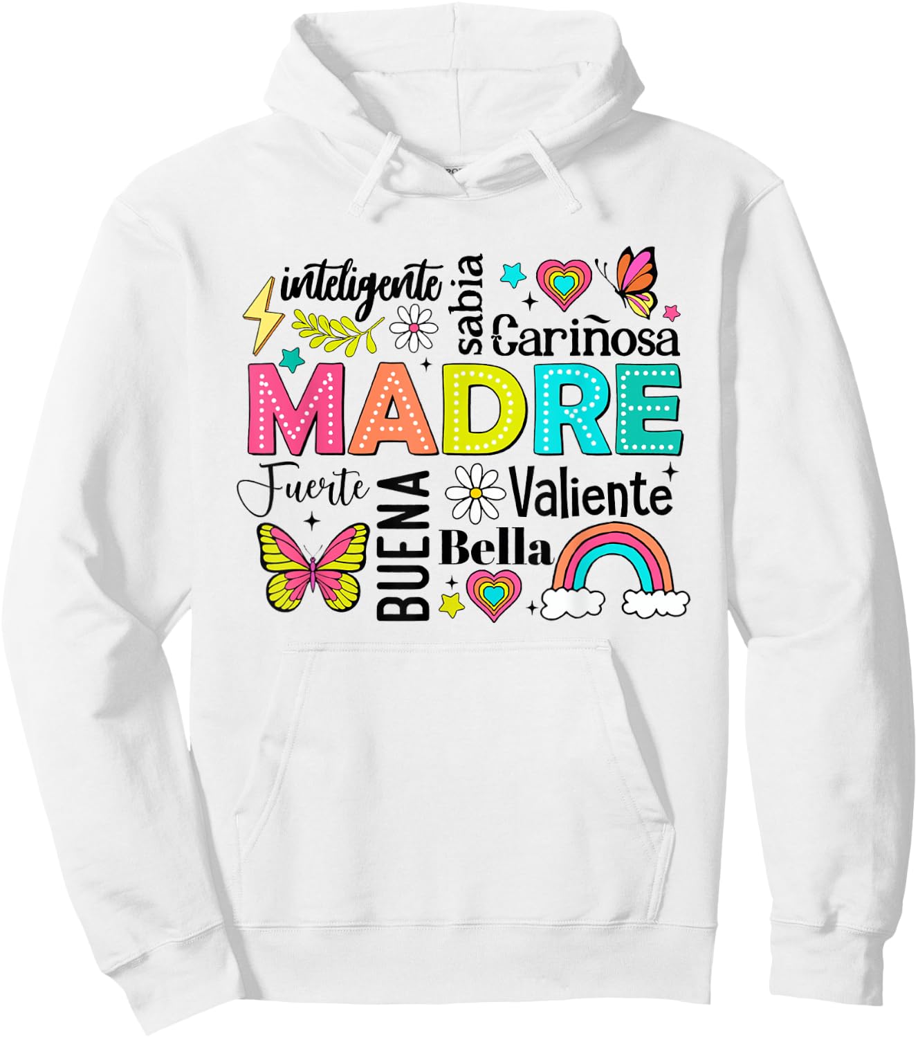 Retro Madre Ella Es Mamá Spanish Blessed Mom Mother's Day Hoodie - Hoodie | White