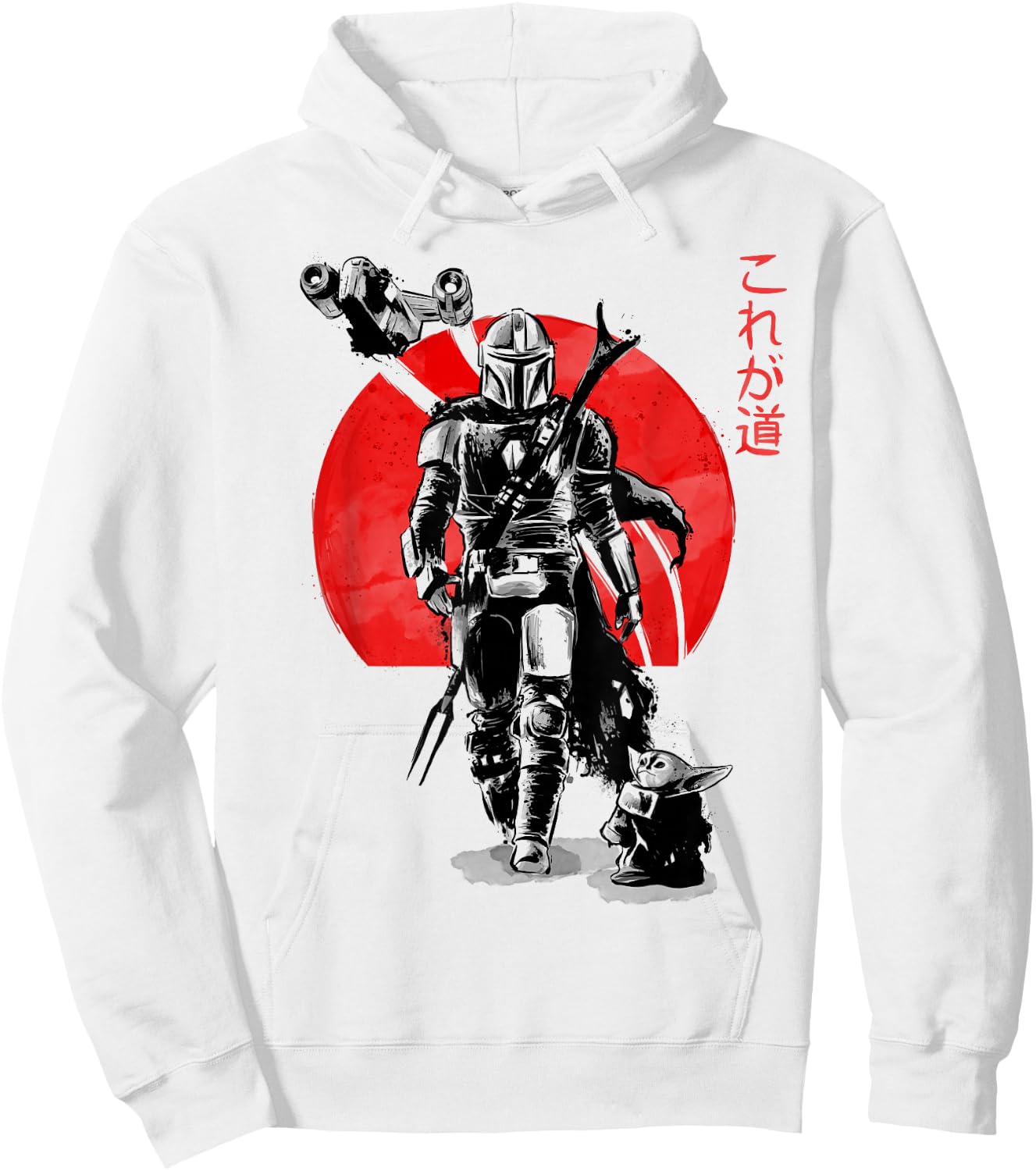 Star Wars The Mandalorian The Child Red Sun Ink Portrait Hoodie - Hoodie | White