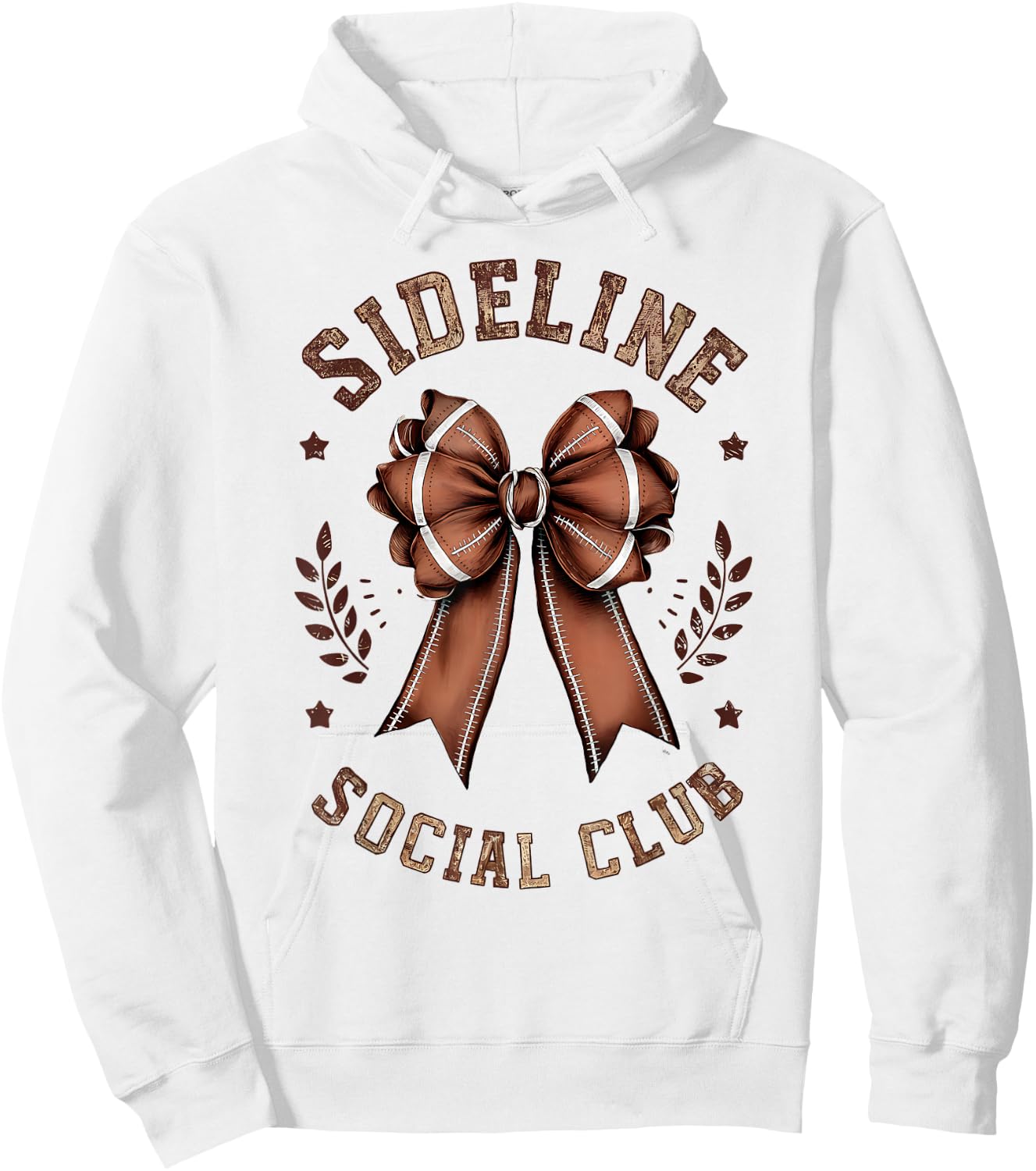 Girls Women's Moms Coquette Bow Football Lover Game Day Hoodie - Hoodie | White