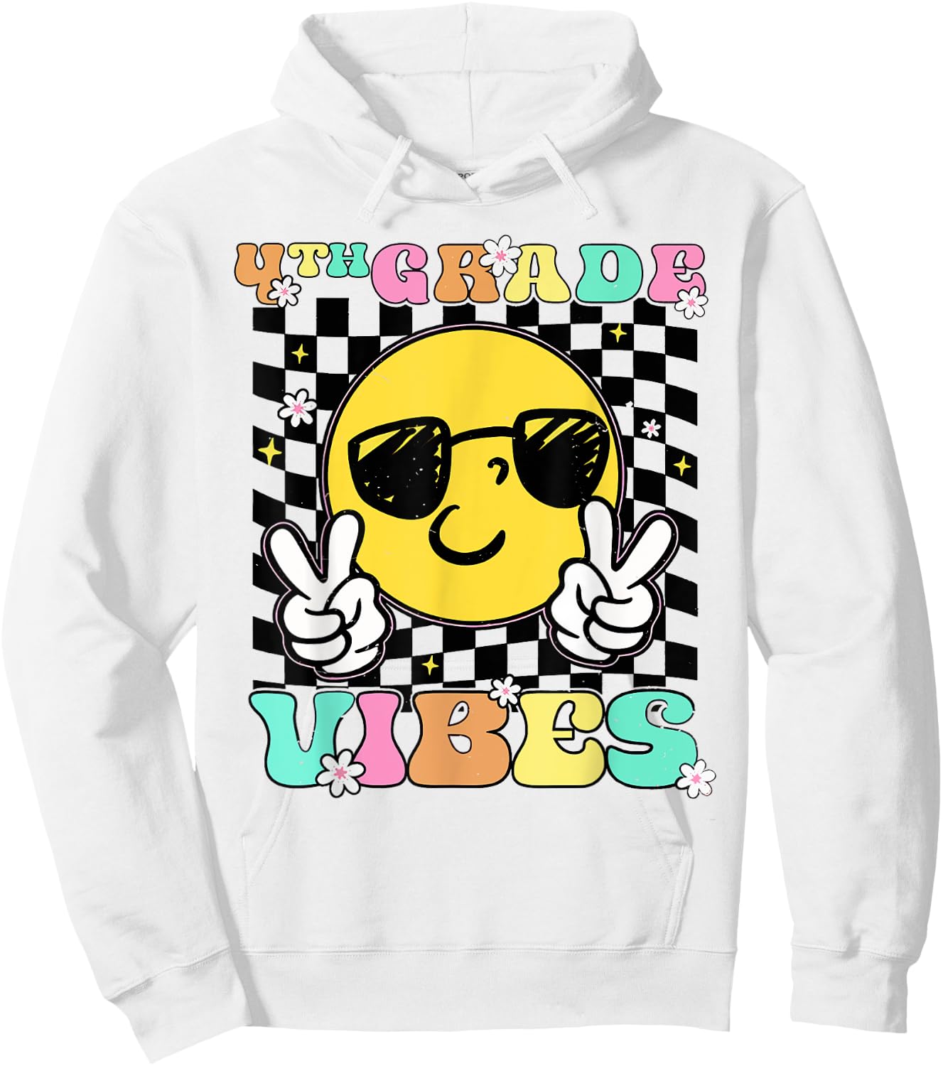 Girls 4th Grade Vibes Back To School Fourth Grade Hoodie - Hoodie | White