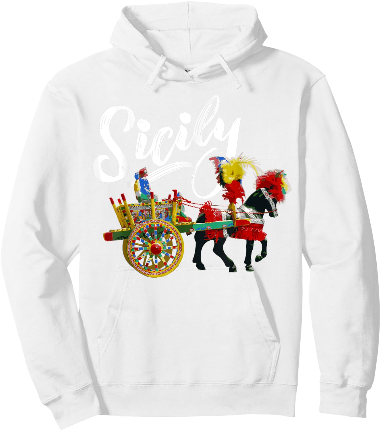 Sicily Horse and Cart Traditional Cultural Sicilian Folk Art Hoodie - Hoodie | White
