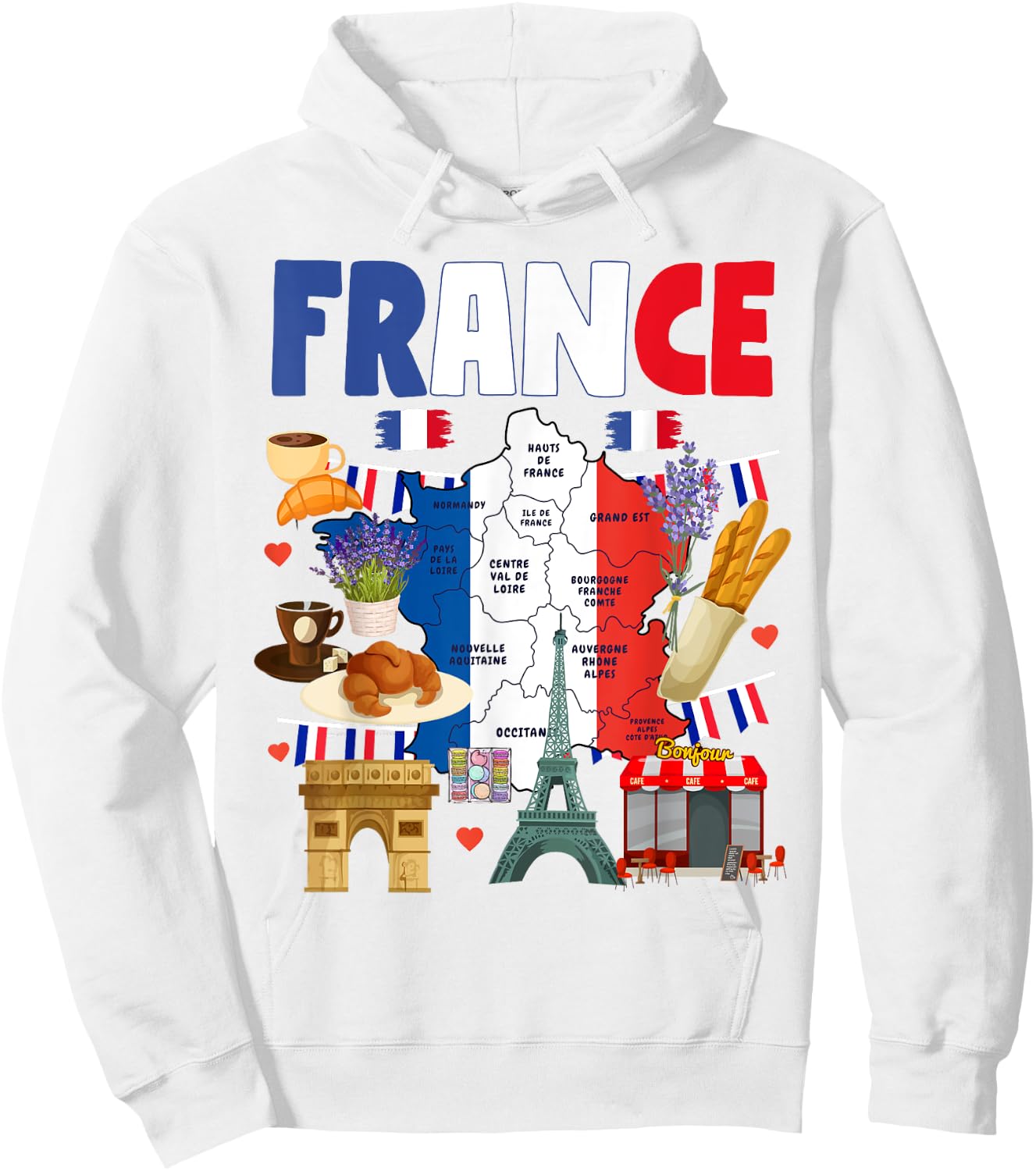 France Flag Outfit Idea For Kids French Flag & Lavender Hoodie - Hoodie | White
