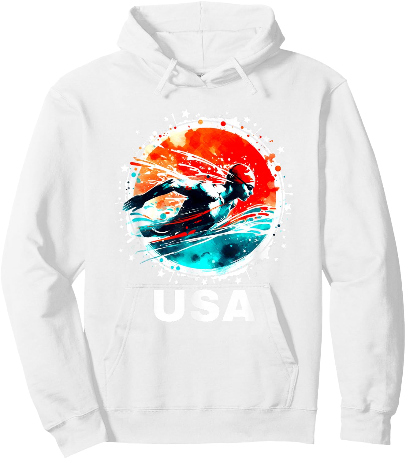 Swimming United States Team Apparel American Flag Swimming Hoodie - Hoodie | White